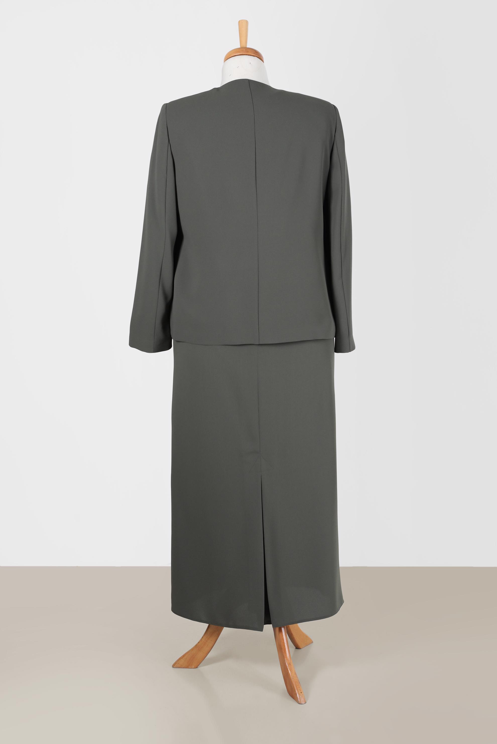 Hijab clothing KHAKI GEM DETAIL 3-PIECE SKIRTED SUIT 30050 