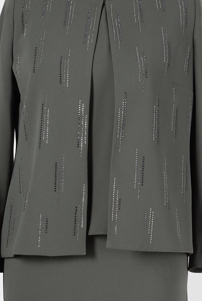 Vêtements hijab KAKI COSTUME JUPE 3 PIÈCES DÉTAIL GEM 30050 - ALVİNA