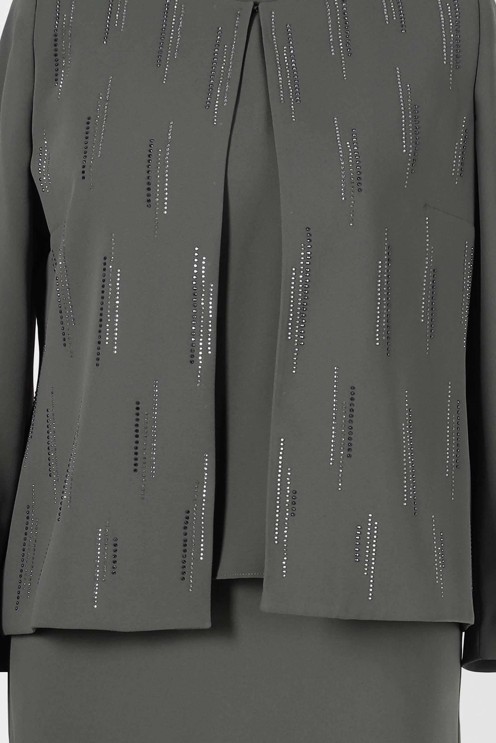 Hijab clothing KHAKI GEM DETAIL 3-PIECE SKIRTED SUIT 30050 