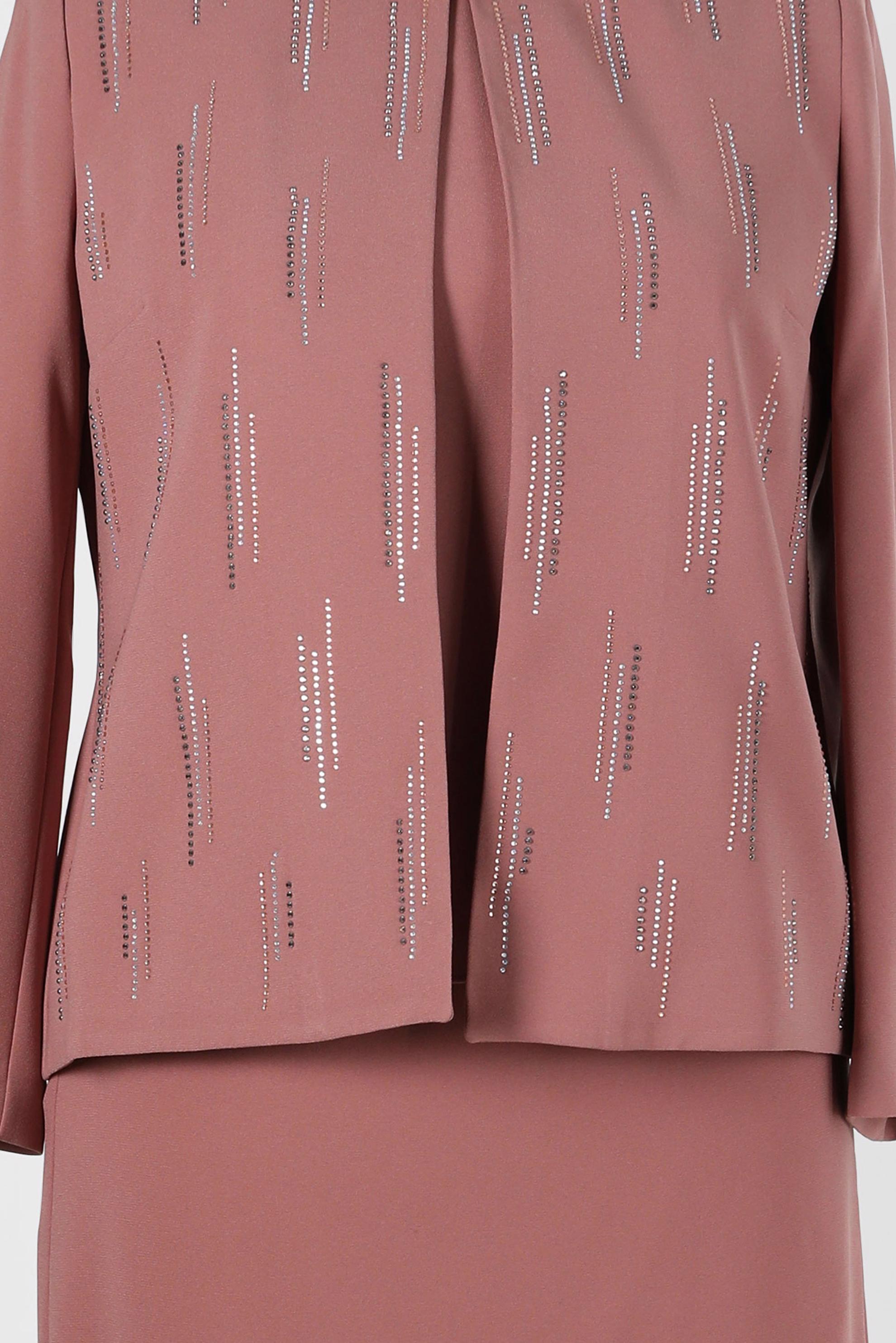 Hijab clothing BROWN GEM DETAIL 3-PIECE SKIRTED SUIT 30050 