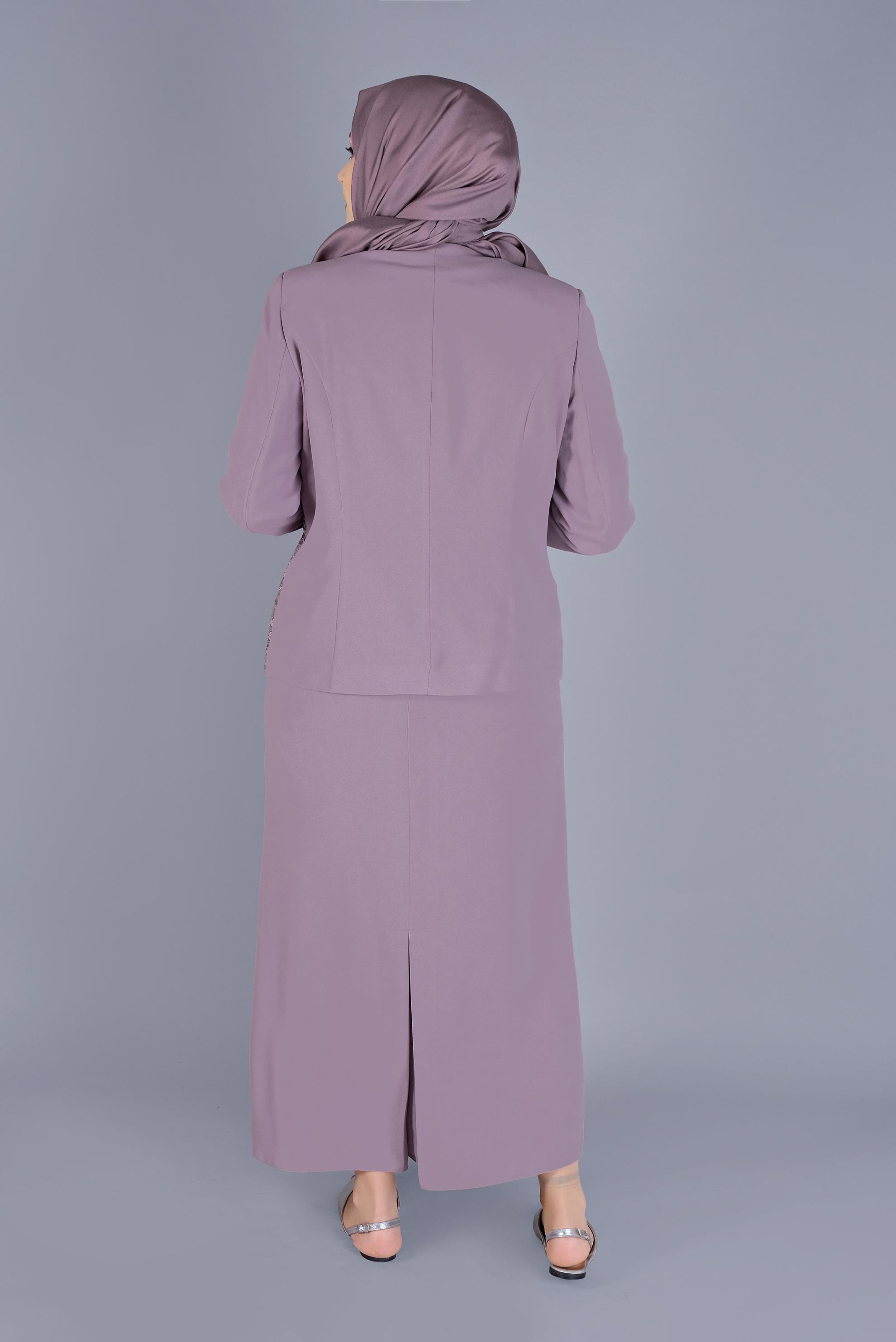 Hijab clothing PINK LACE DETAILED 3 SKIRT SUIT 30056