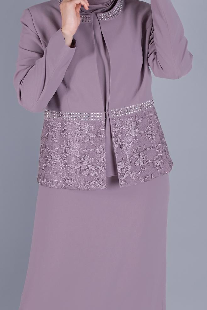 Vêtements hijab ROSE COSTUME JUPE 3 DÉTAILLÉE EN DENTELLE 30056 - ALVİNA