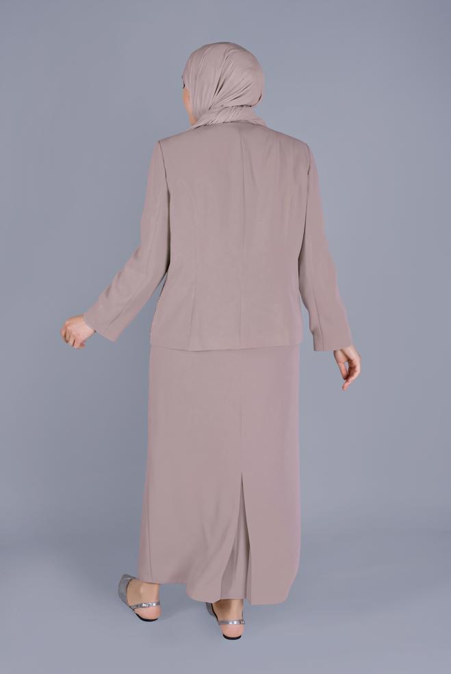 Vêtements hijab BEIGE COSTUME JUPE 3 DÉTAILLÉE EN DENTELLE 30056 - ALVİNA