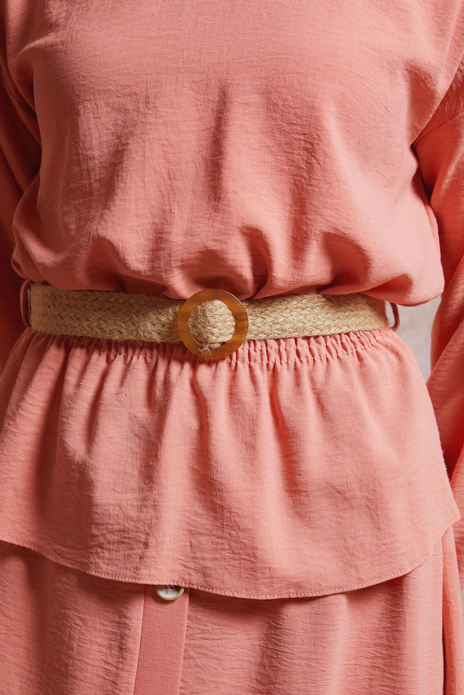 Tesettür giyim PUDRA BELİ LASTİKLİ ETEKLİ TAKIM 4076