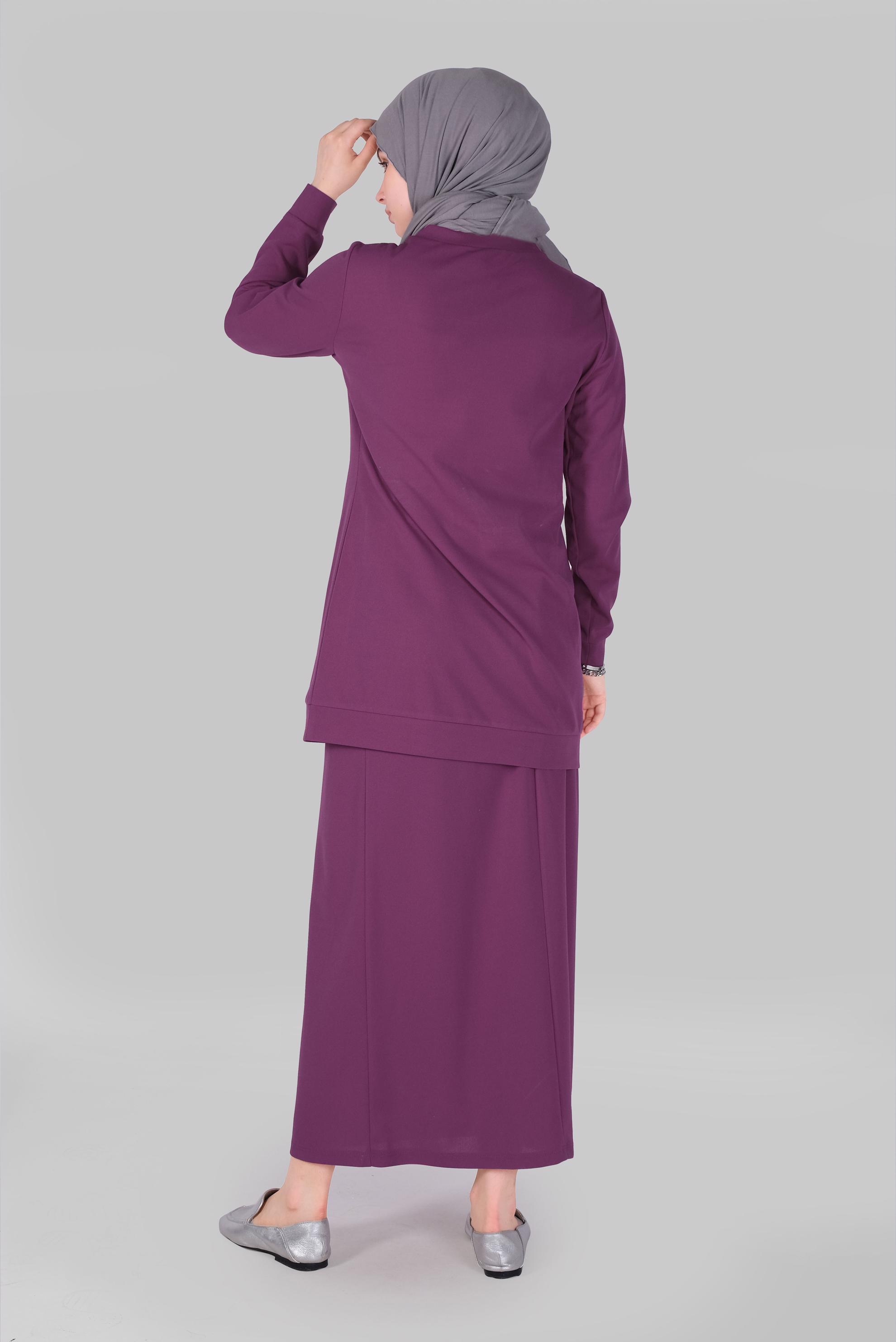 Tesettür giyim MOR PUL PAYETLİ ETEKLİ TAKIM 40794 
