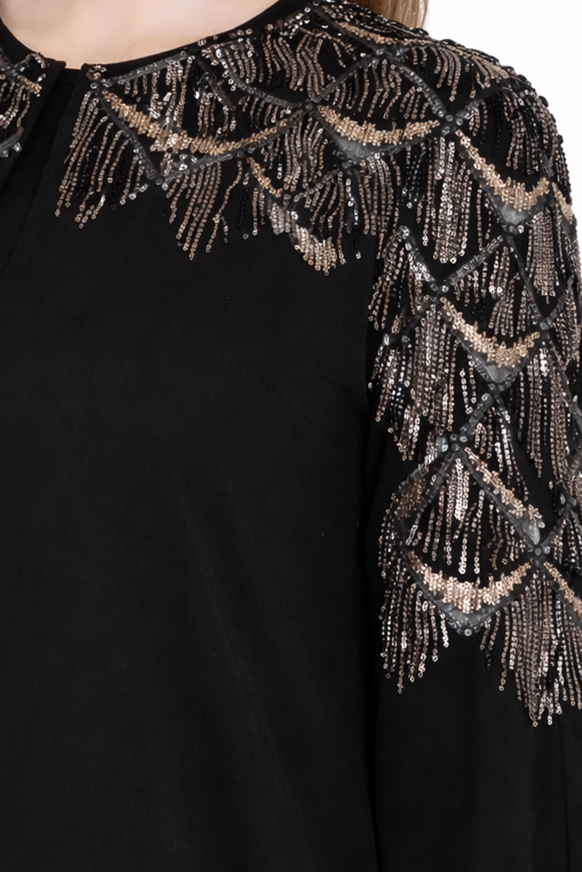 Vêtements hijab NOIR COSTUME ROBE 2 PIÈCES DÉTAIL PAILLETTES 3548