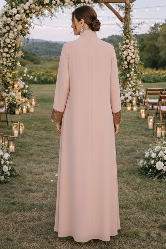 Vêtements hijab POUDRE TAILLEUR ROBE À SEQUINS 3550 - ALVİNA