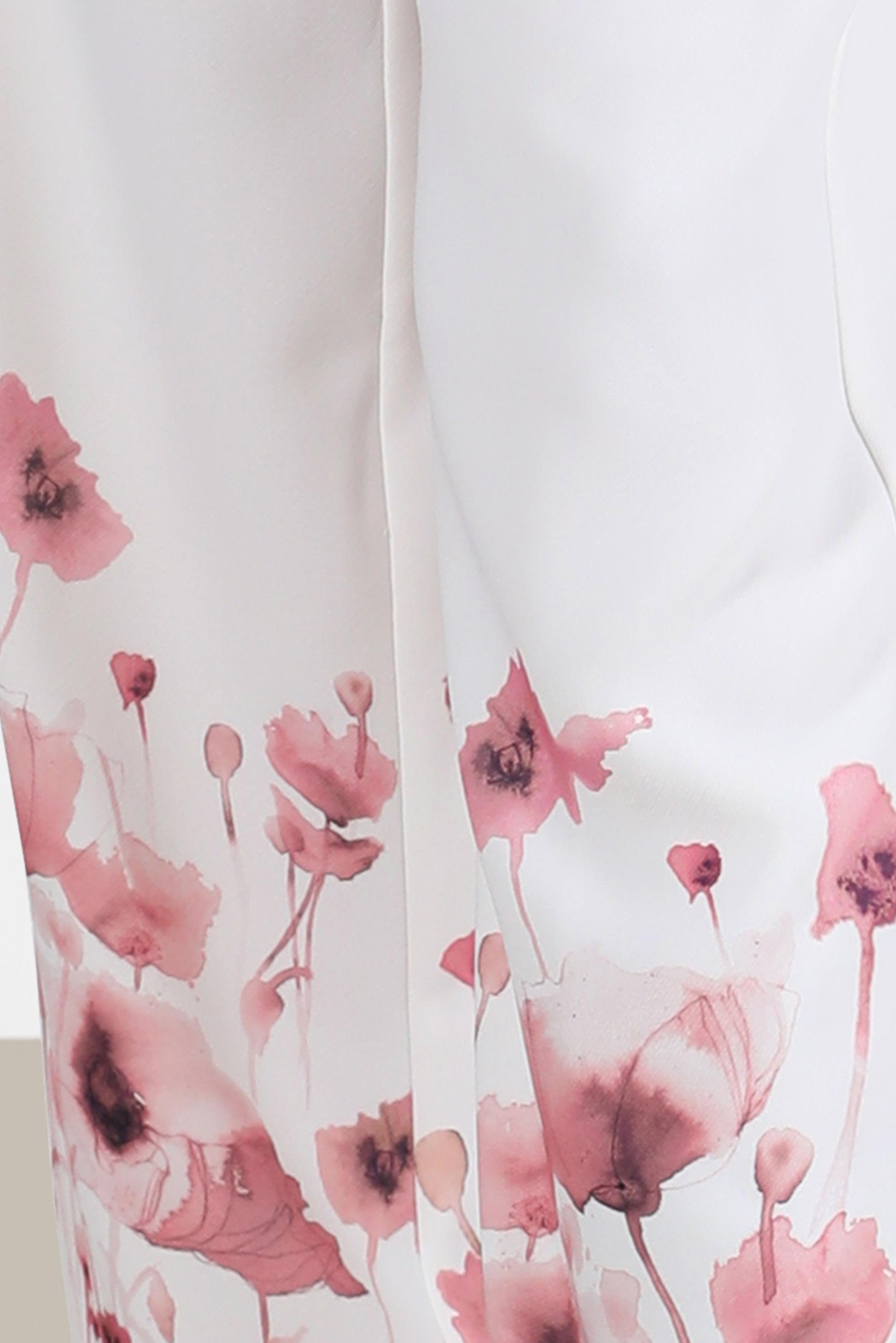 Tesettür giyim PUDRA FLORAL DESENLİ İKİLİ PANTOLONLU TAKIM 30008