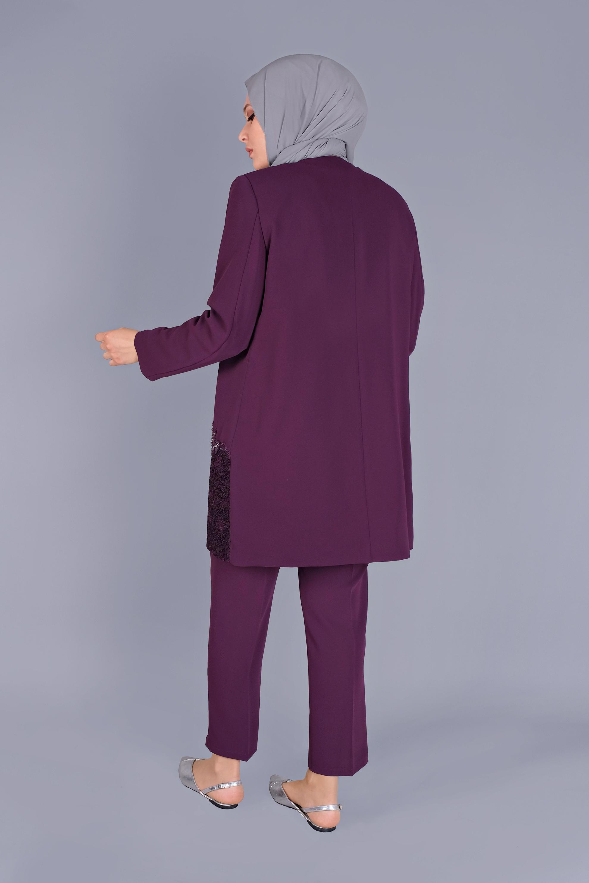 Hijab clothing DAMSON STONE DETAILED LACE 3-PIECE SUIT 30030