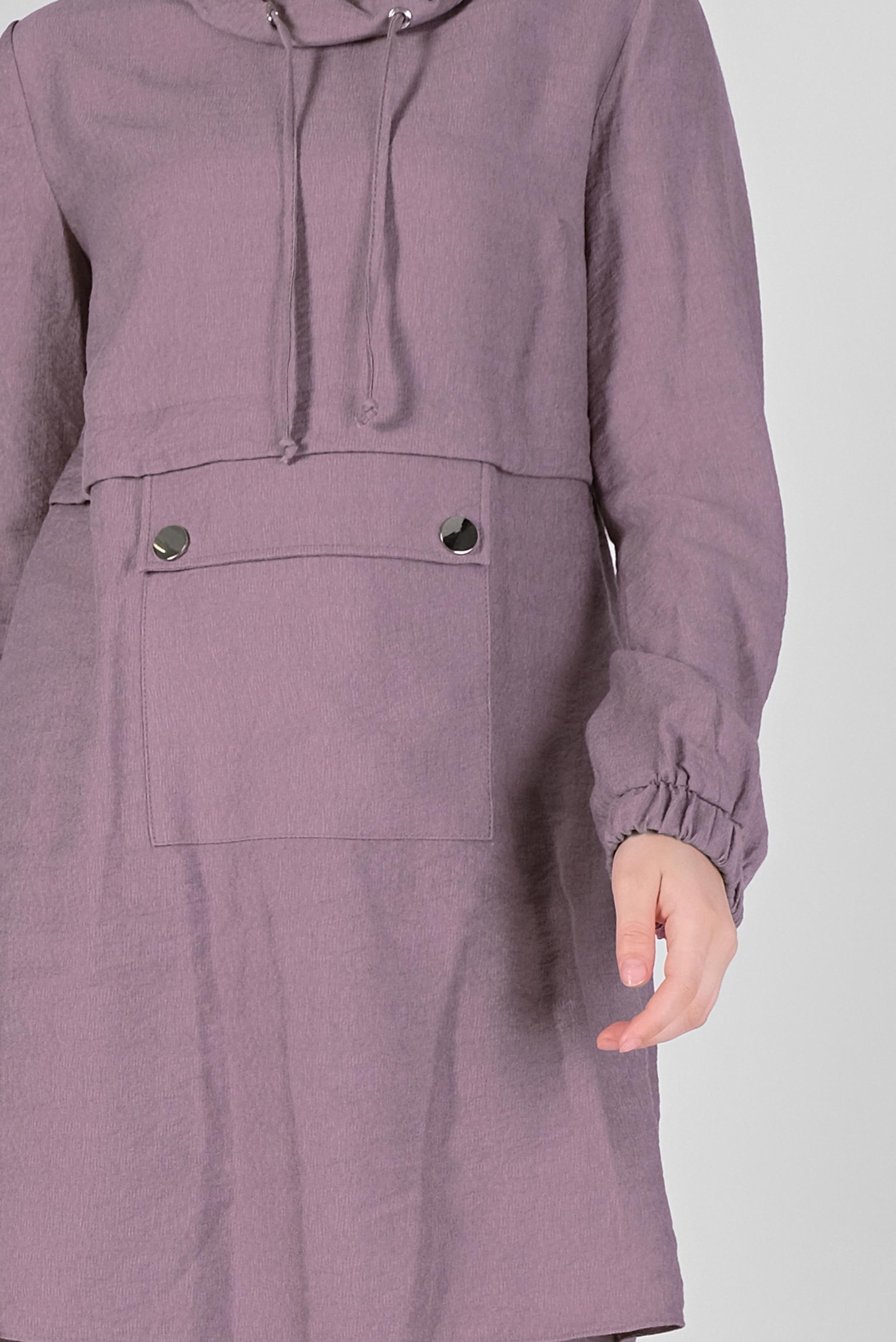 Tesettür giyim MOR BOĞAZLI CEPLİ İKİLİ PANTOLONLU TAKIM 40788 