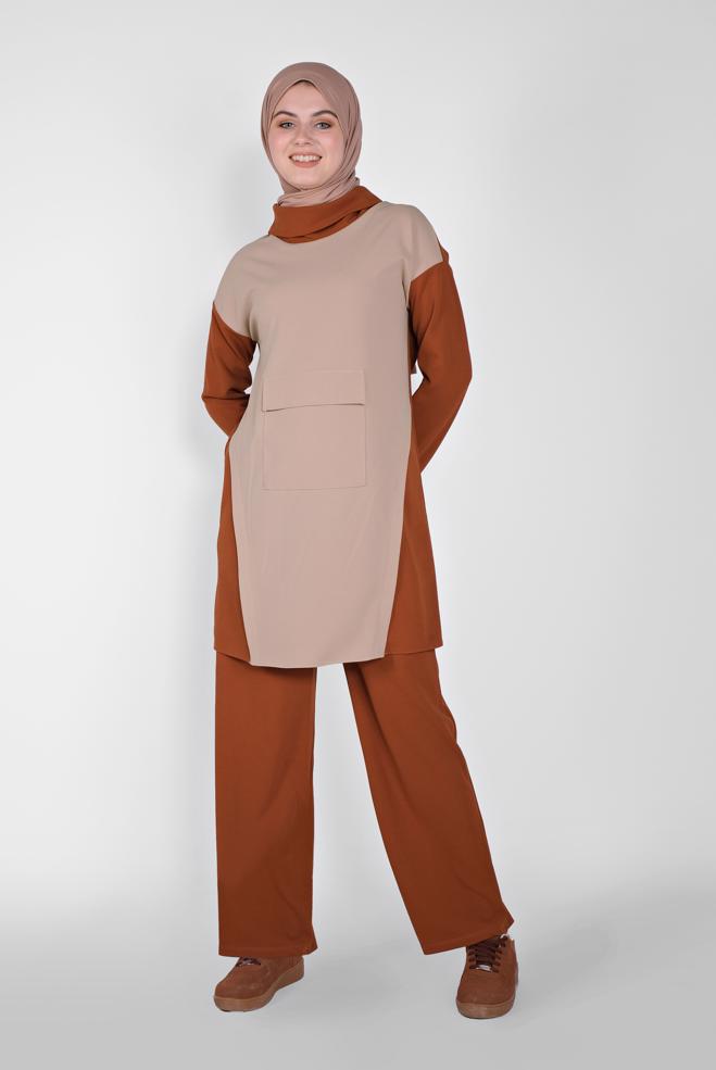 Hijab clothing  HIJAB SUIT WITH POCKETS WITH PANTS 40802  - ALVİNA