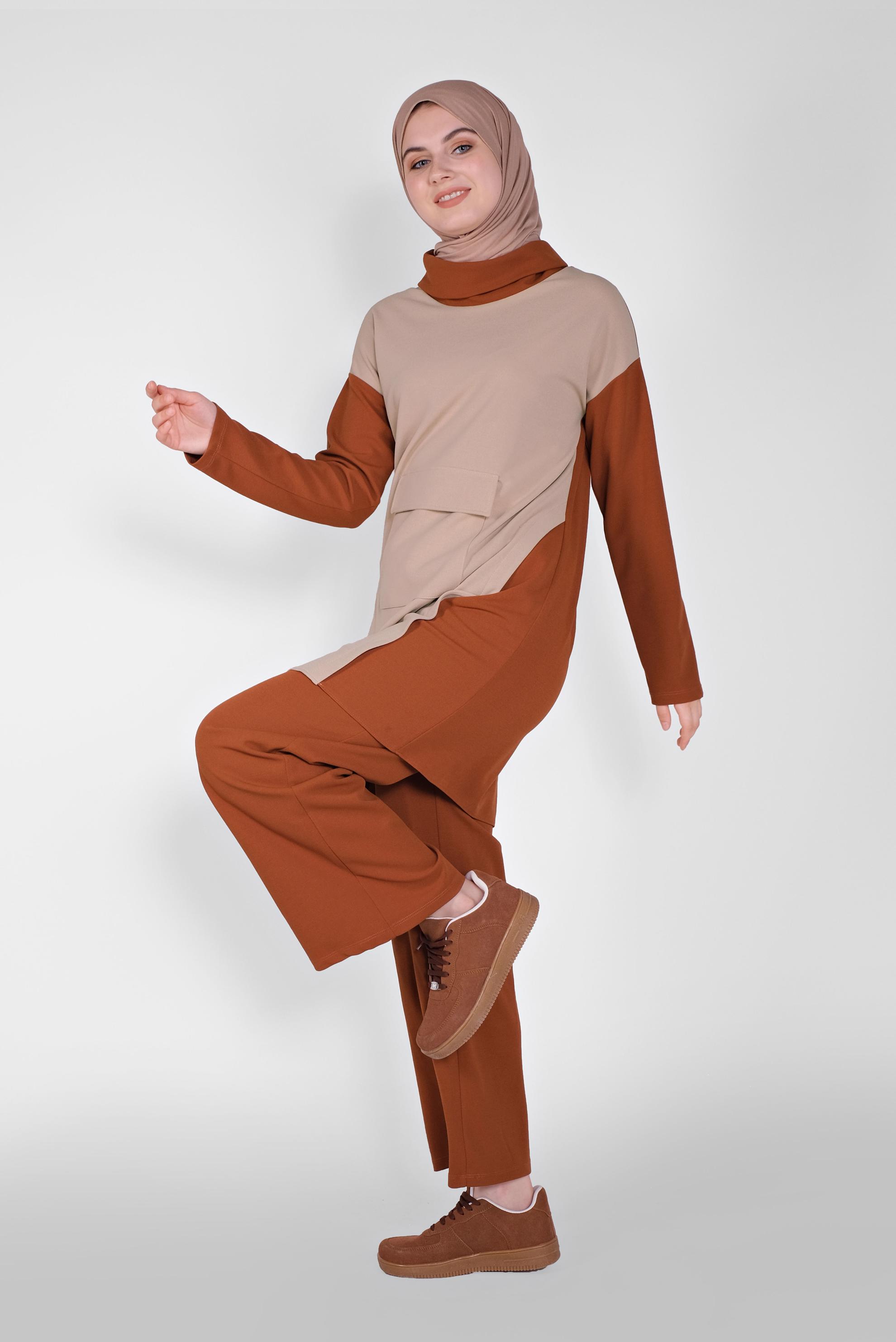 Hijab clothing ORANGE HIJAB SUIT WITH POCKETS WITH PANTS 40802 