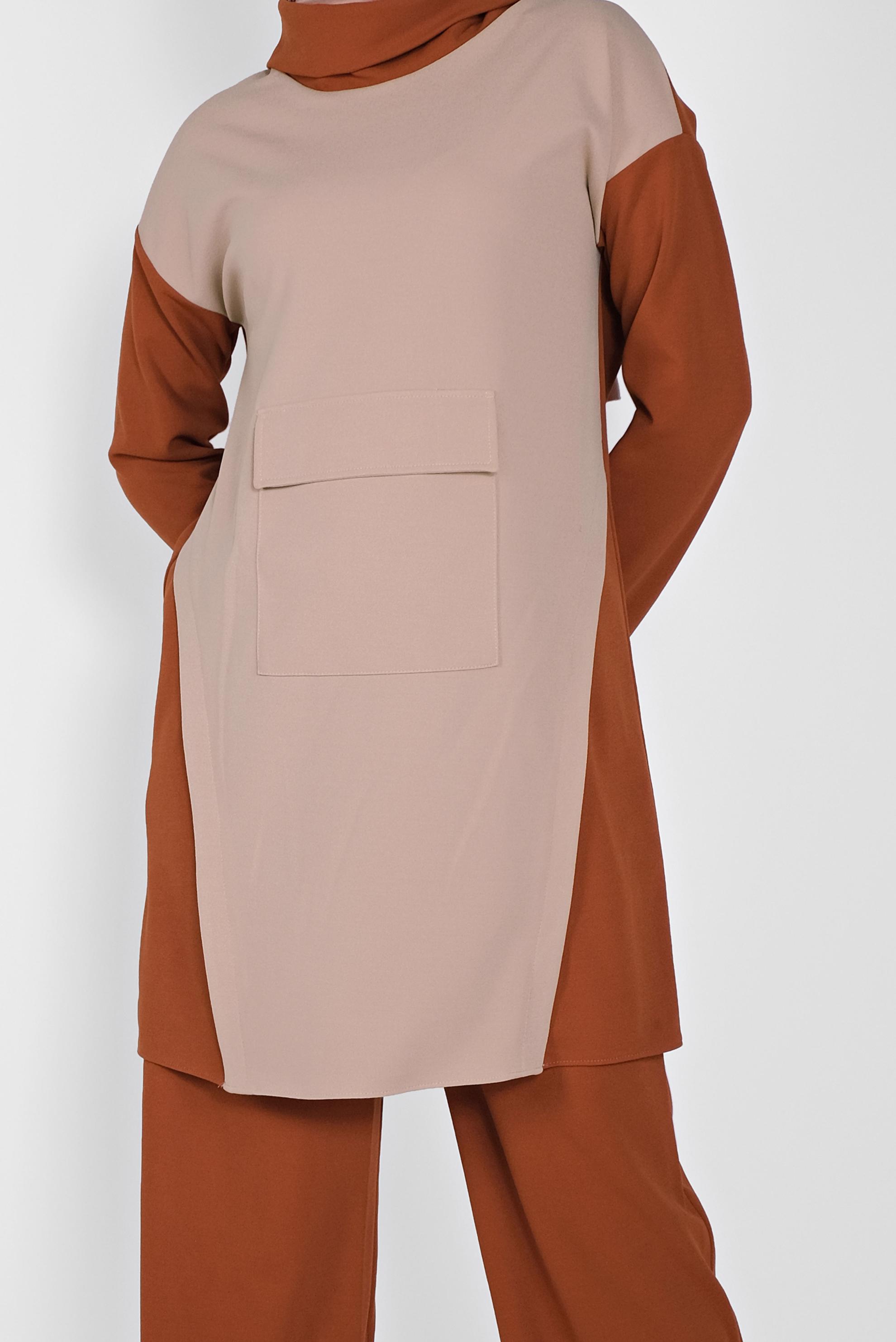 Hijab clothing ORANGE HIJAB SUIT WITH POCKETS WITH PANTS 40802 