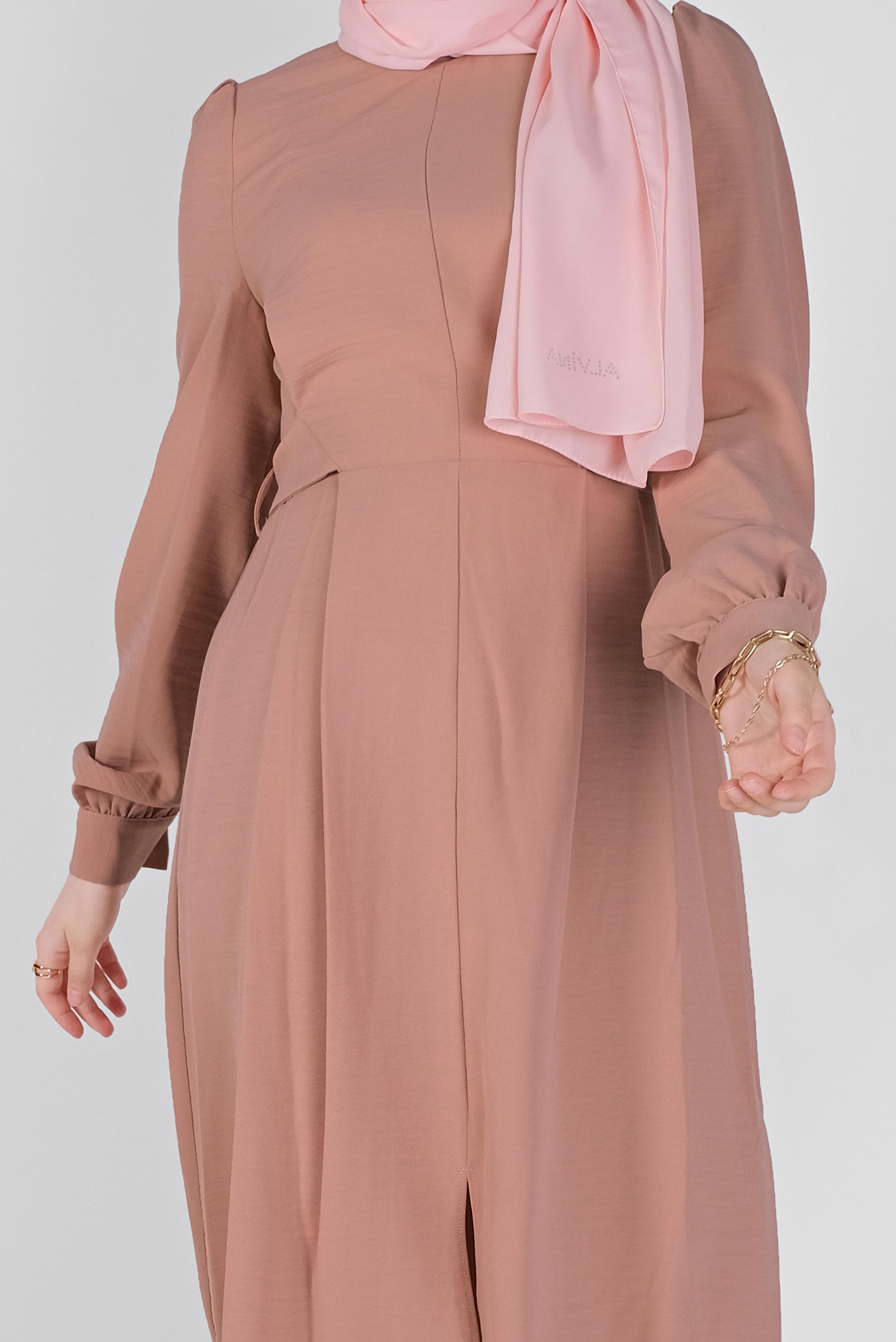 Tesettür giyim PUDRA KUŞAKLI İKİLİ PANTOLONLU TAKIM 40807 