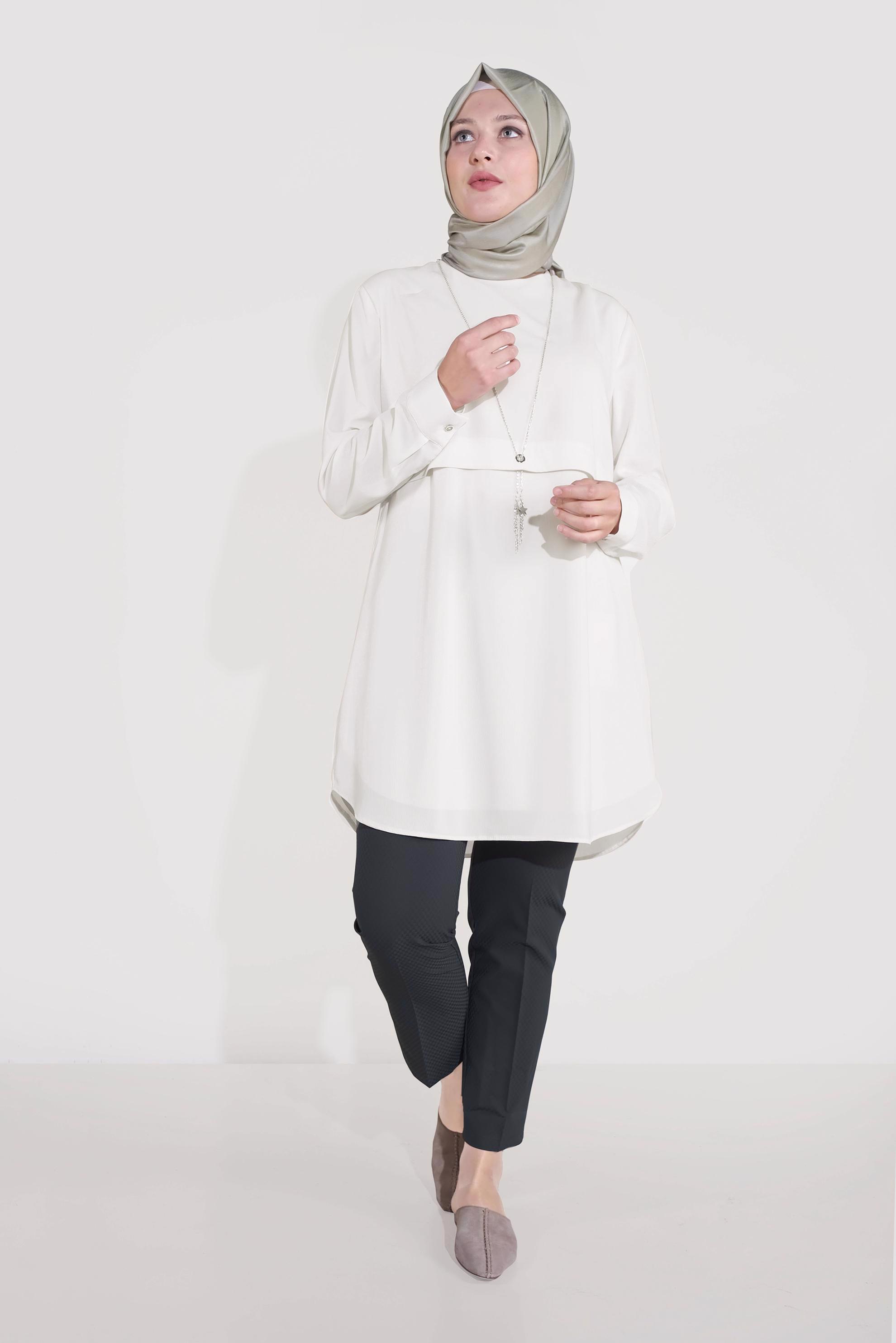 Tesettür giyim BEYAZ DÜZ TESETTÜR TUNİK 20032