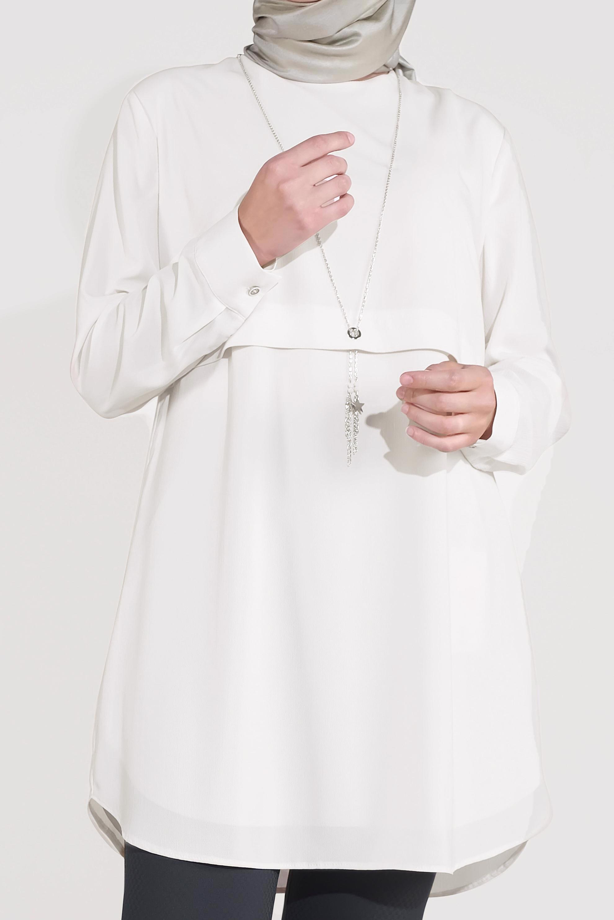 Tesettür giyim BEYAZ DÜZ TESETTÜR TUNİK 20032