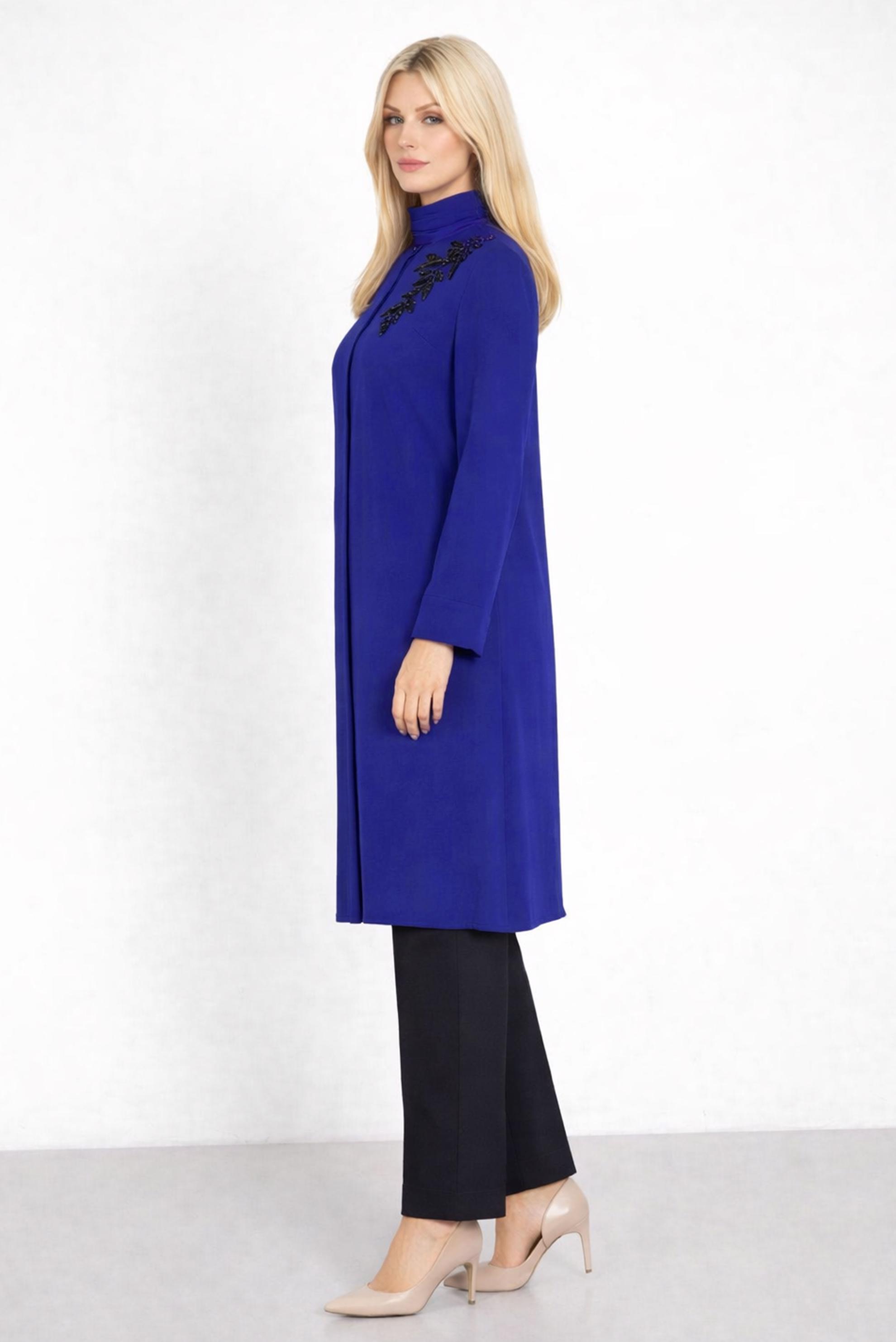 Tesettür giyim LACİVERT PULLU NAKIŞLI TUNİK 2885