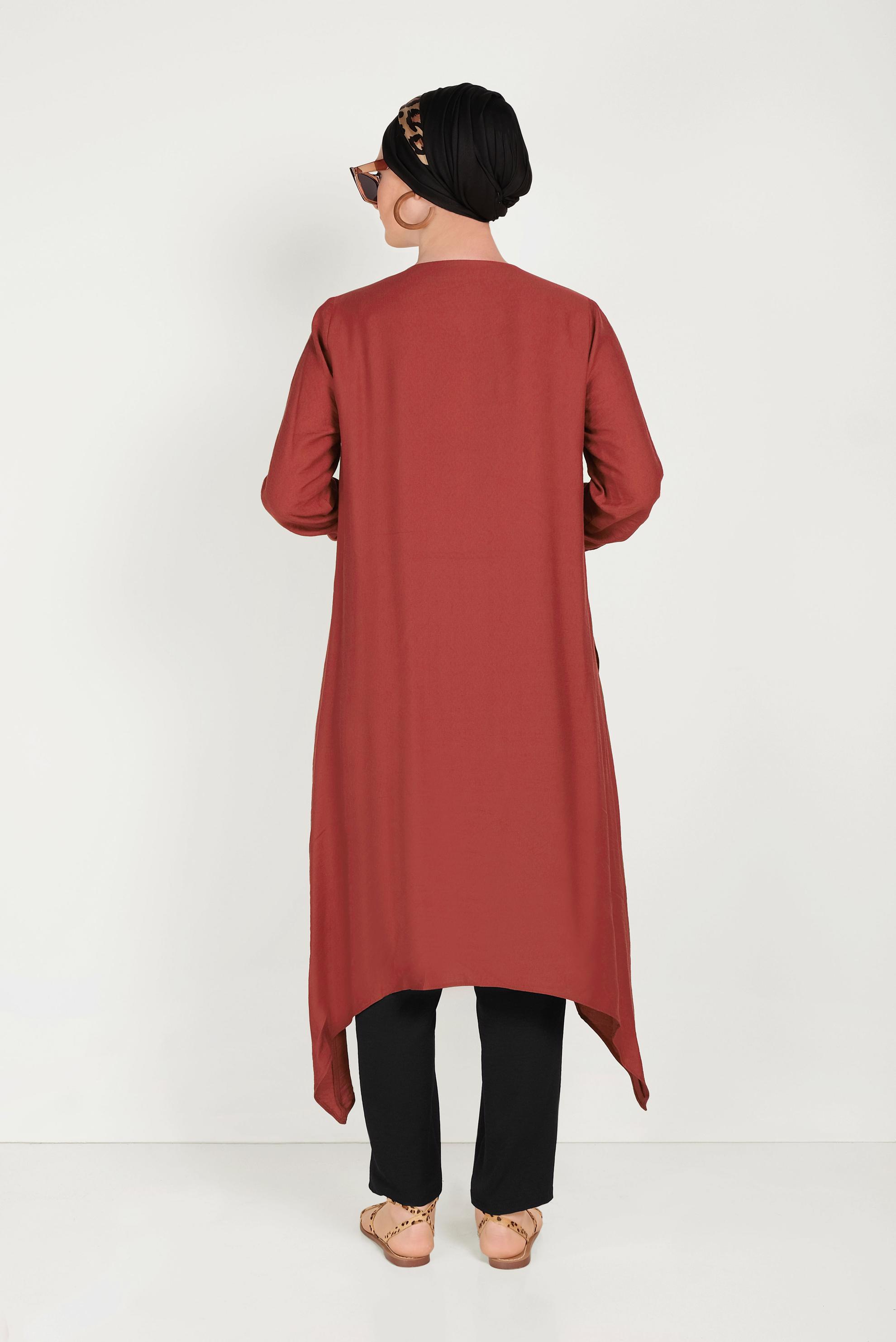 Hijab clothing CLARET RED ASYMMETRIC CUT TUNIC 40496 