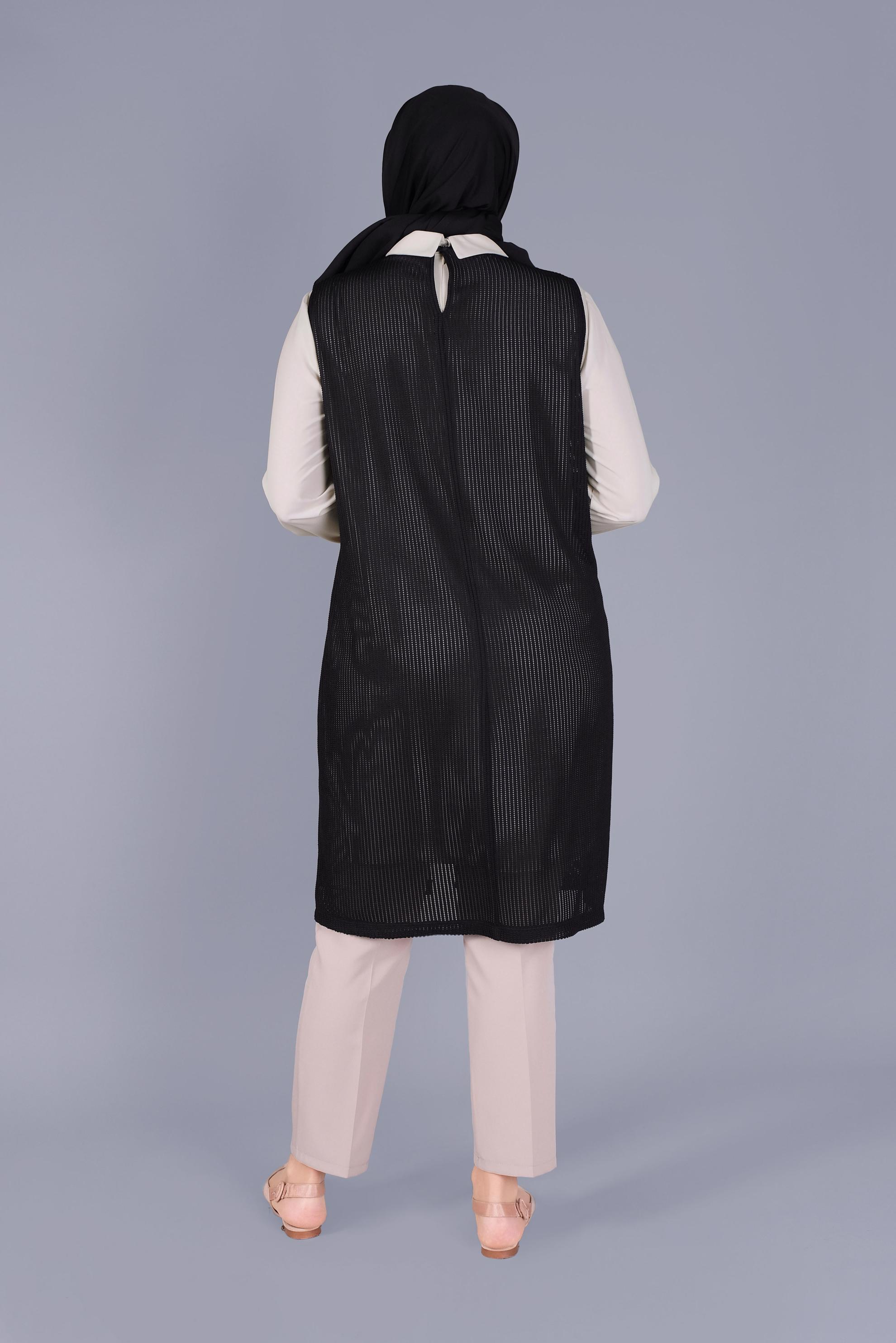 Tesettür giyim SİYAH YELEKLİ PANTOLON TAKIMI 40578
