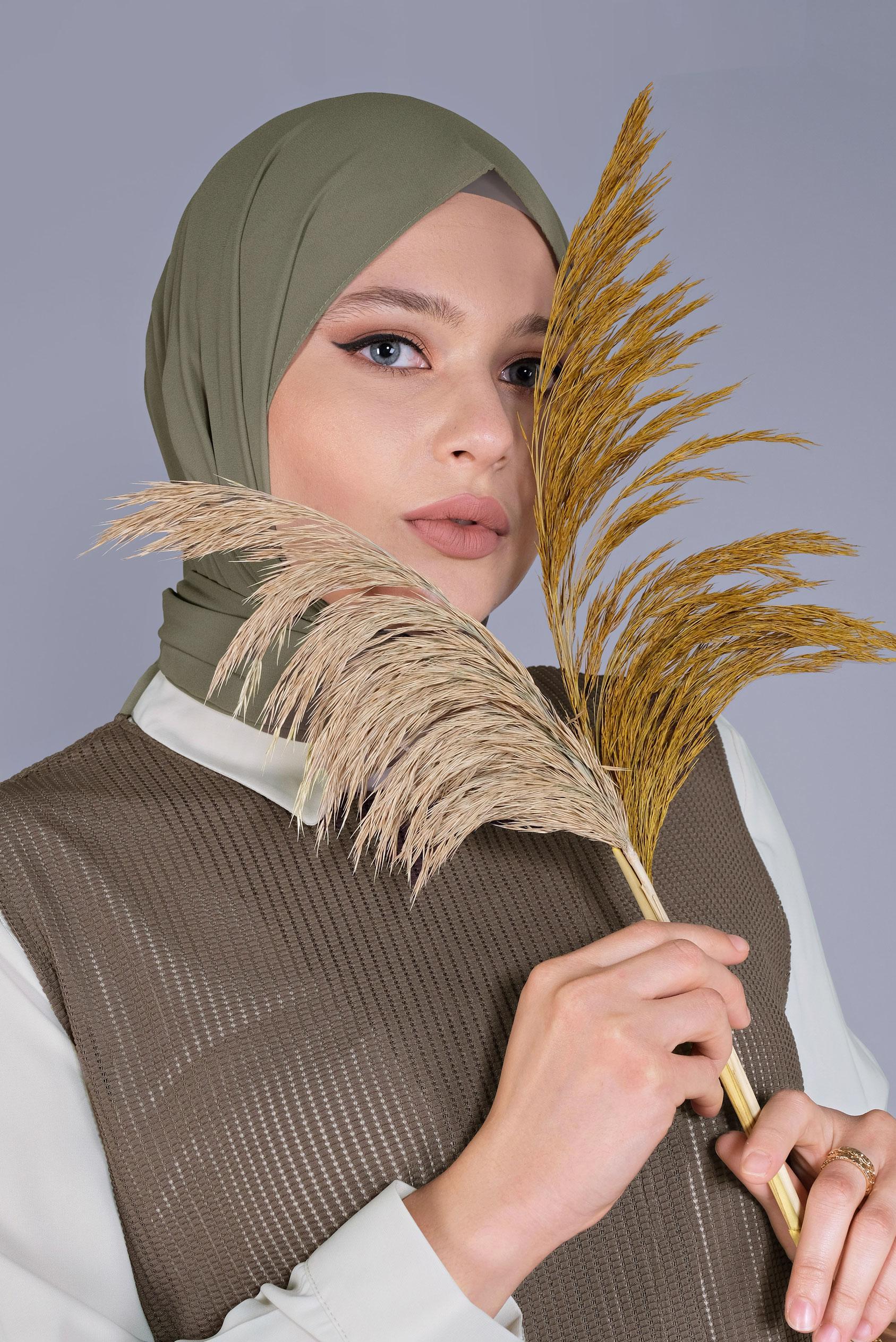 Tesettür giyim HAKİ YELEKLİ PANTOLON TAKIMI 40578