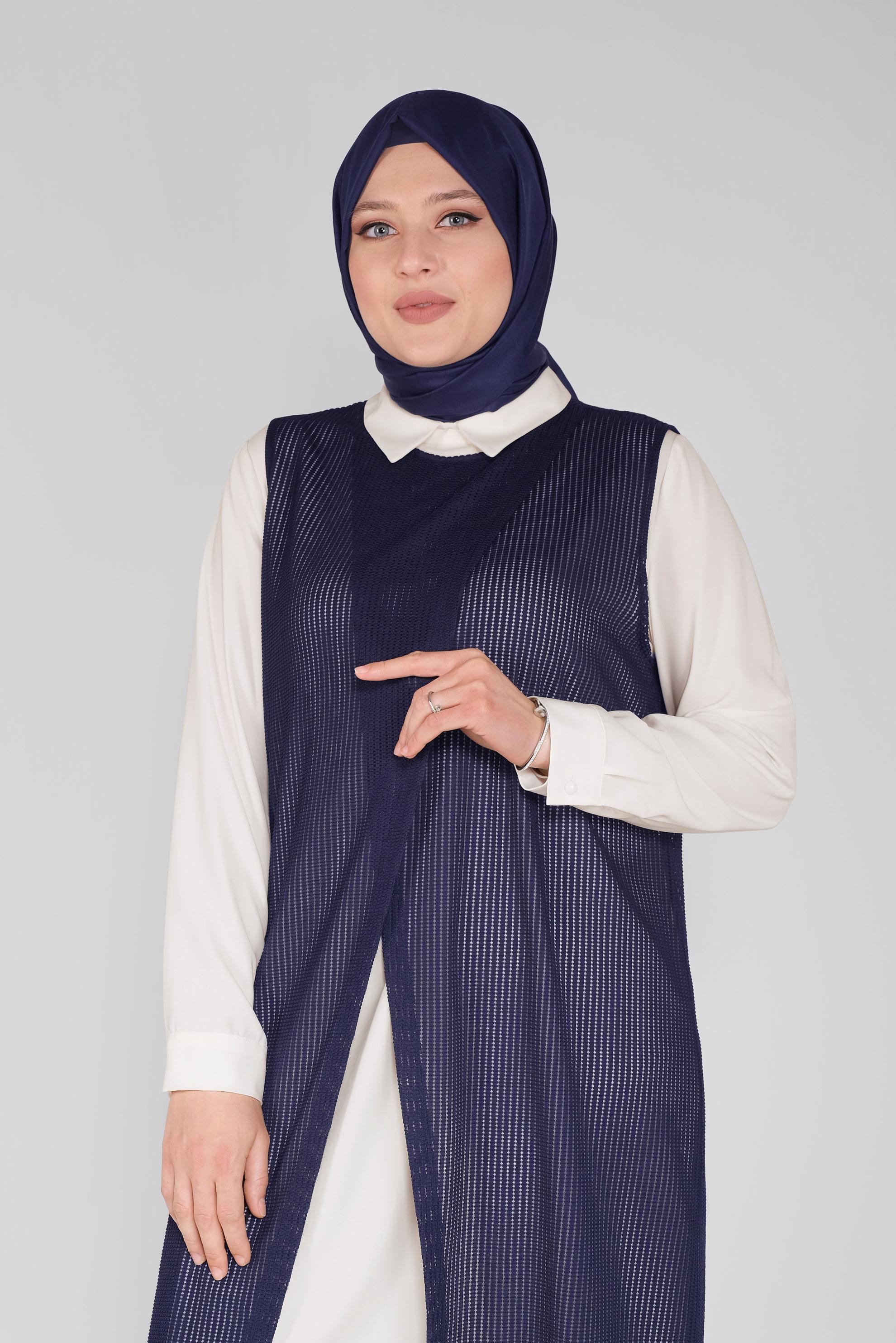 Tesettür giyim LACİVERT YELEKLİ PANTOLON TAKIMI 40578