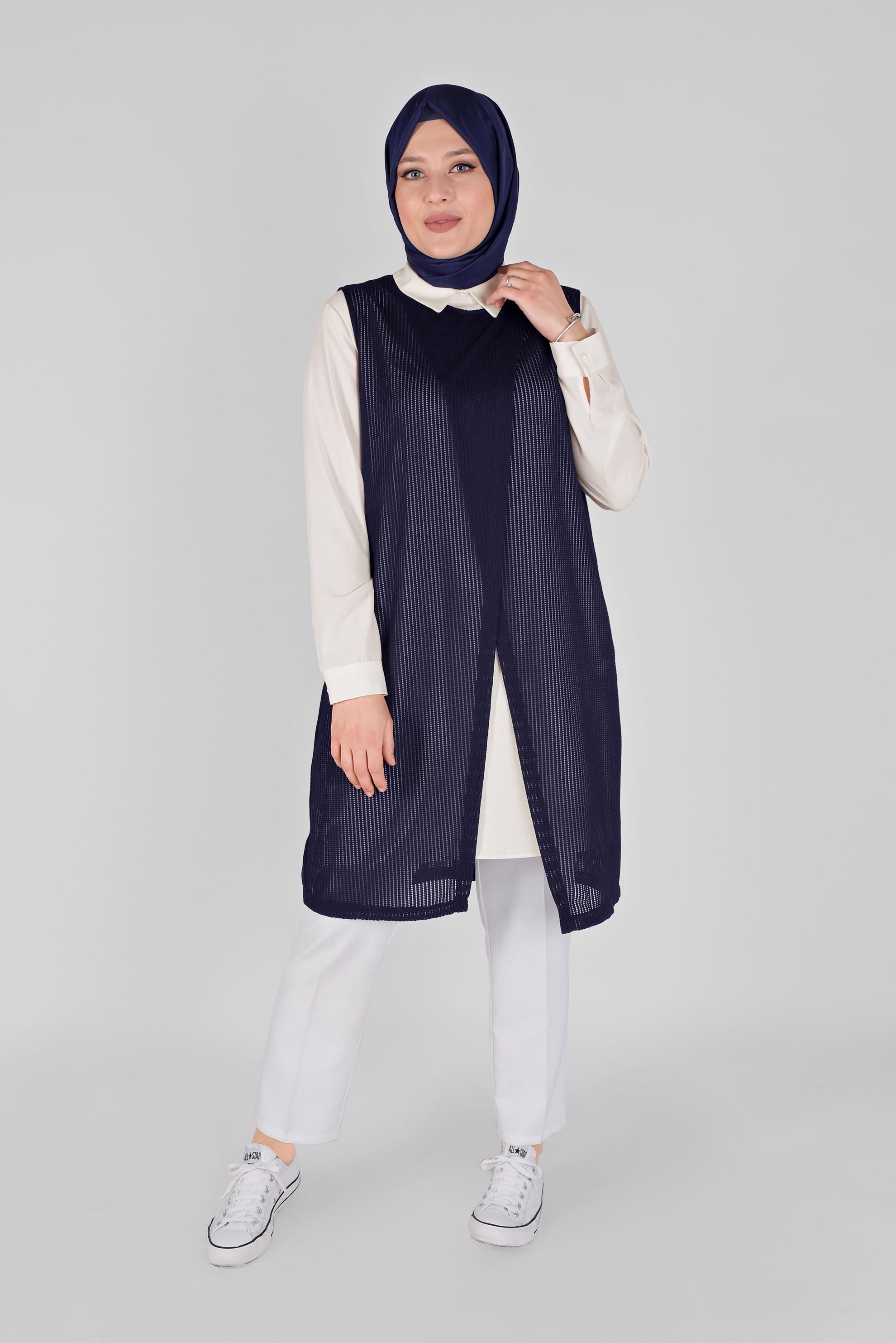 Tesettür giyim LACİVERT YELEKLİ PANTOLON TAKIMI 40578