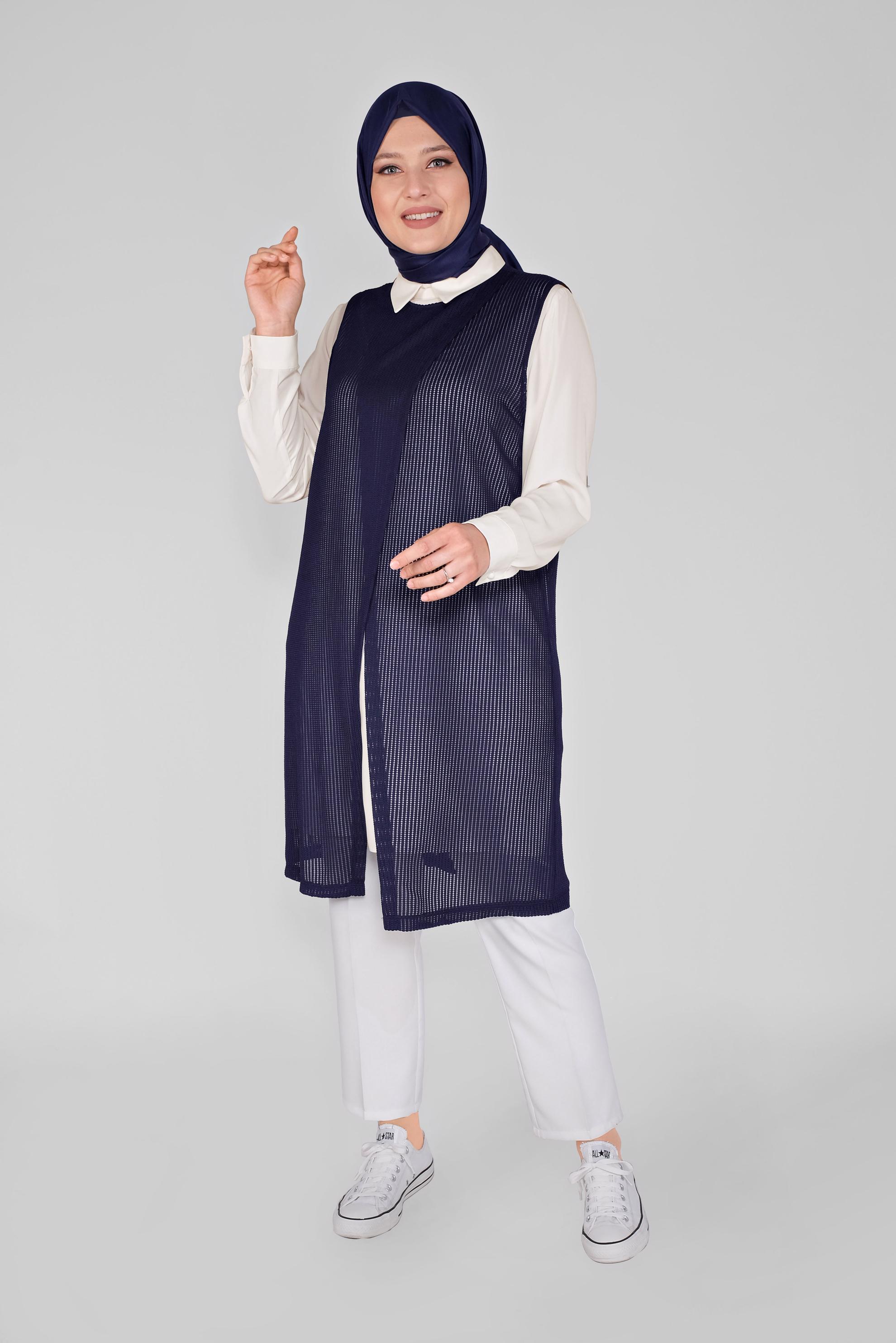 Tesettür giyim LACİVERT YELEKLİ PANTOLON TAKIMI 40578