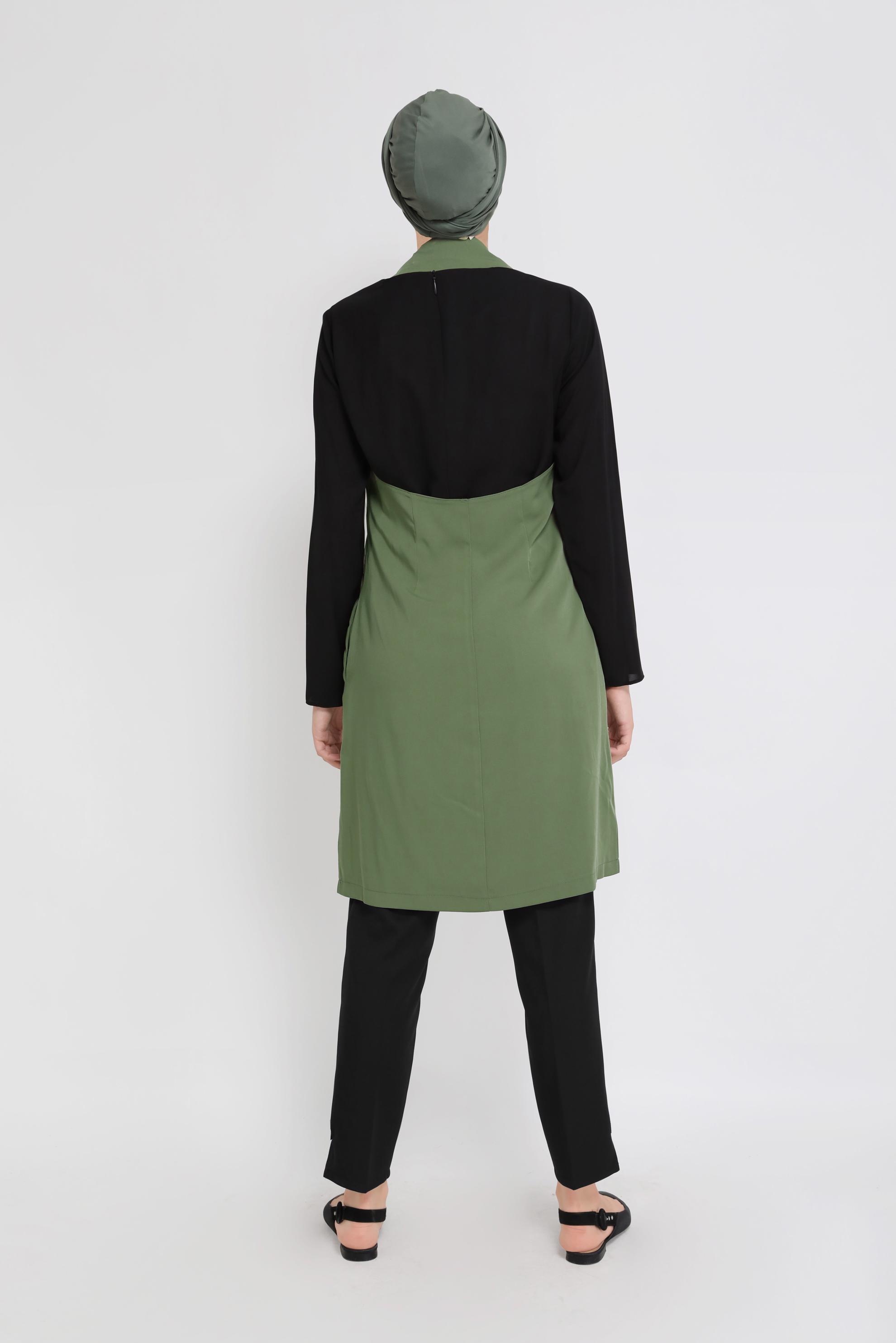 Tesettür giyim HAKİ DÜĞME DETAYLI KRUVAZE YELEK 40845