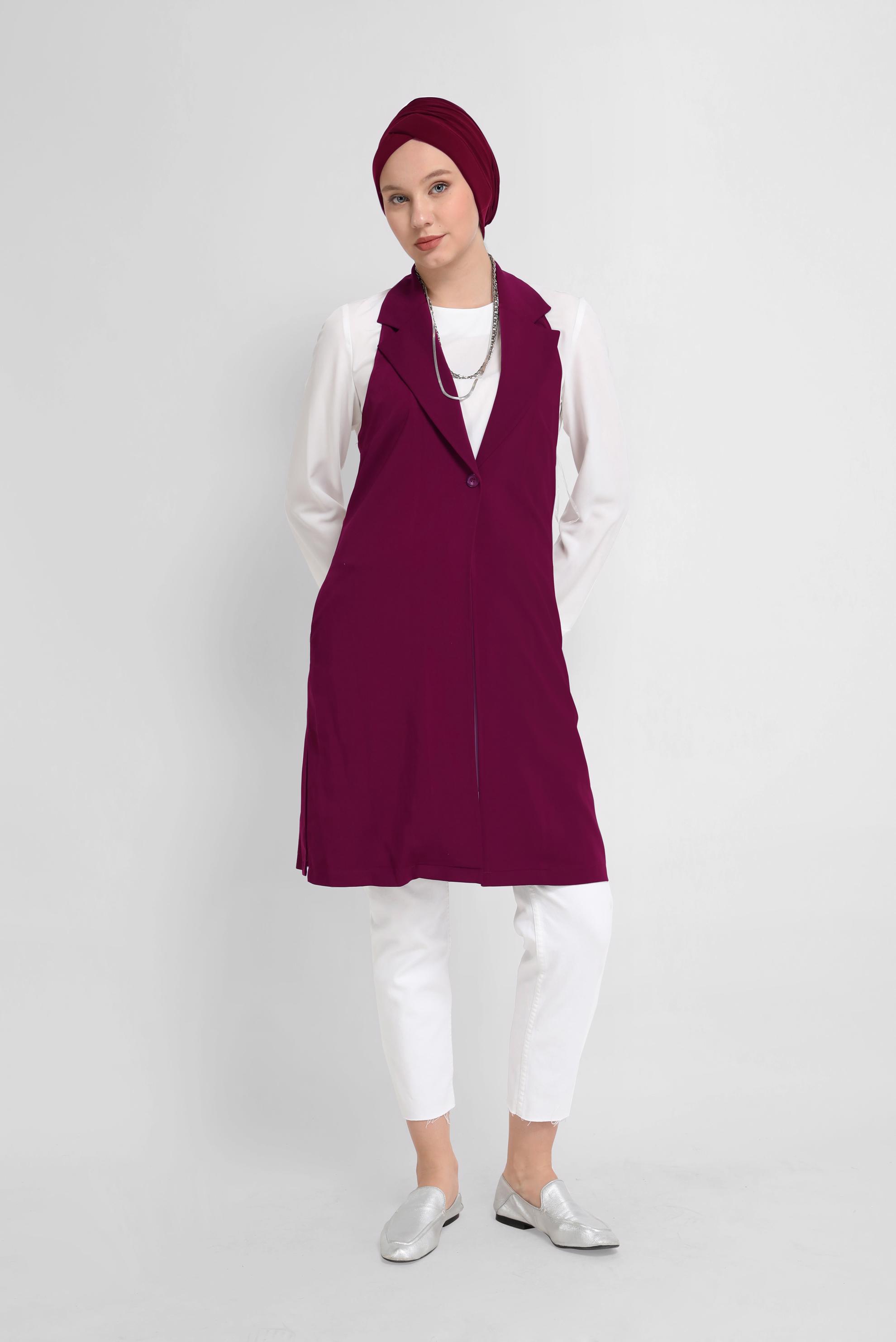 Hijab clothing DAMSON BUTTON DETAIL DOUBLE BREASTED VEST 40845 