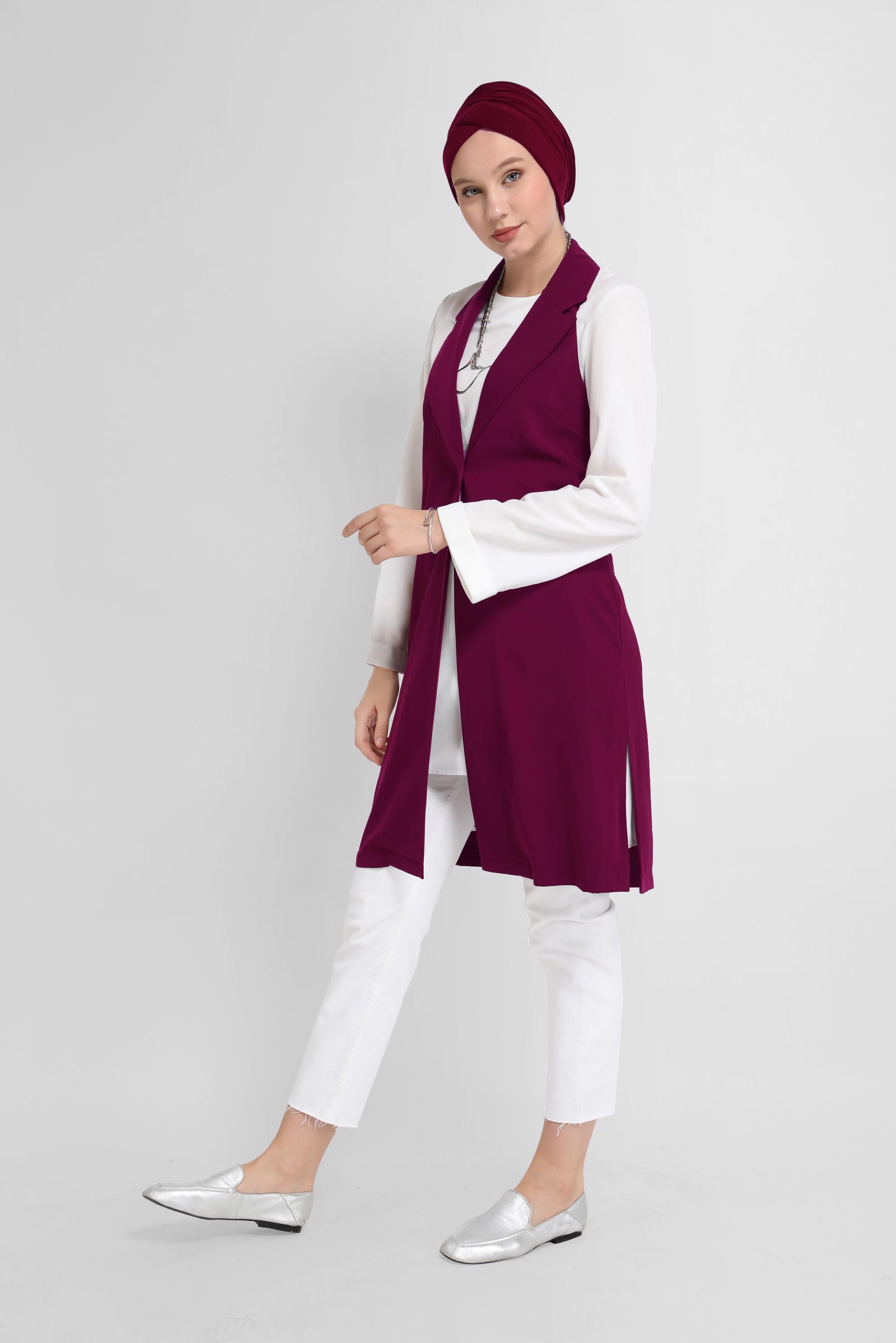 Hijab clothing DAMSON BUTTON DETAIL DOUBLE BREASTED VEST 40845 