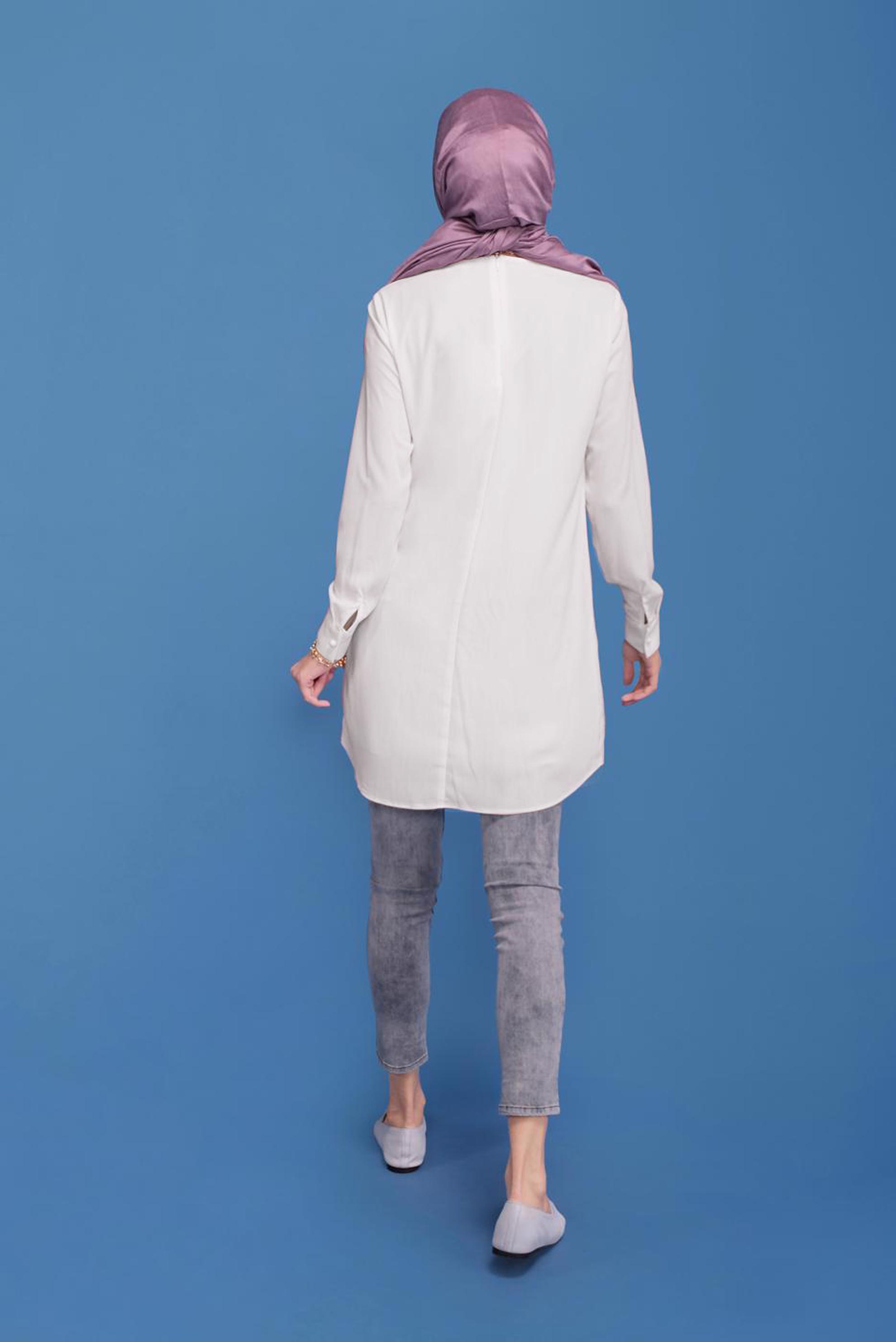 Tesettür giyim BEYAZ TESETTÜR TUNİK 40849