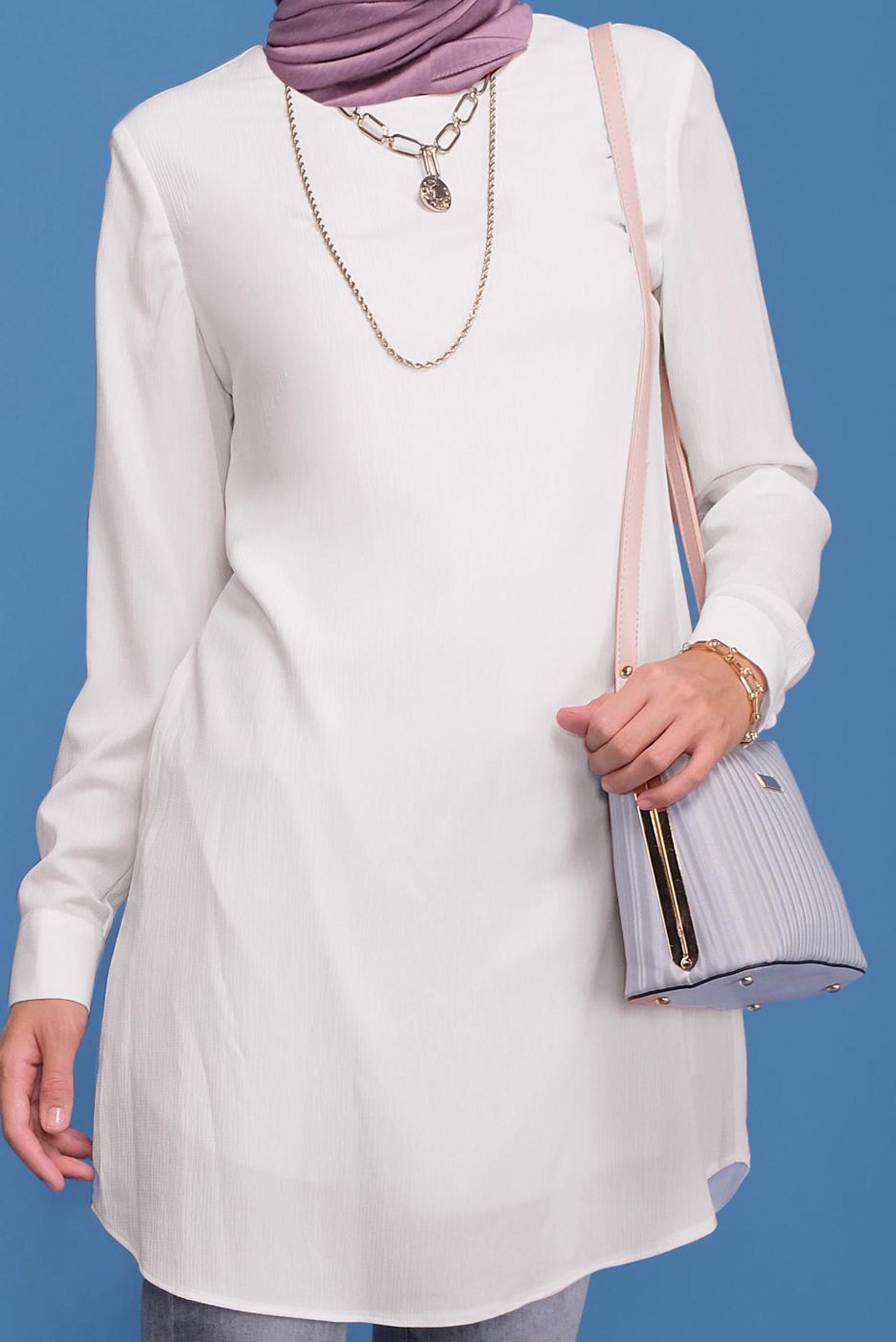 Tesettür giyim BEYAZ TESETTÜR TUNİK 40849