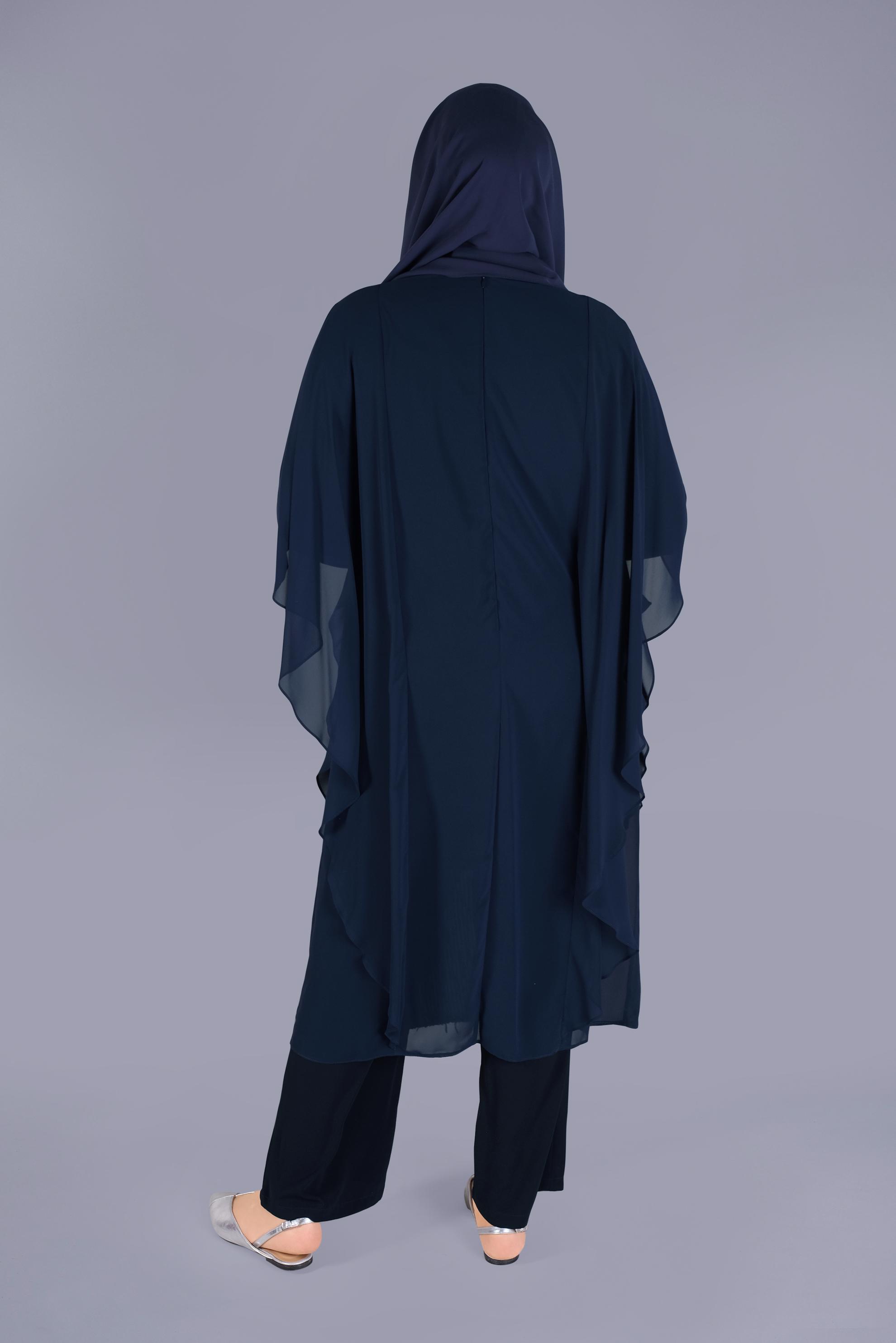 Tesettür giyim LACİVERT PULLU ŞİFON TUNİK 40857