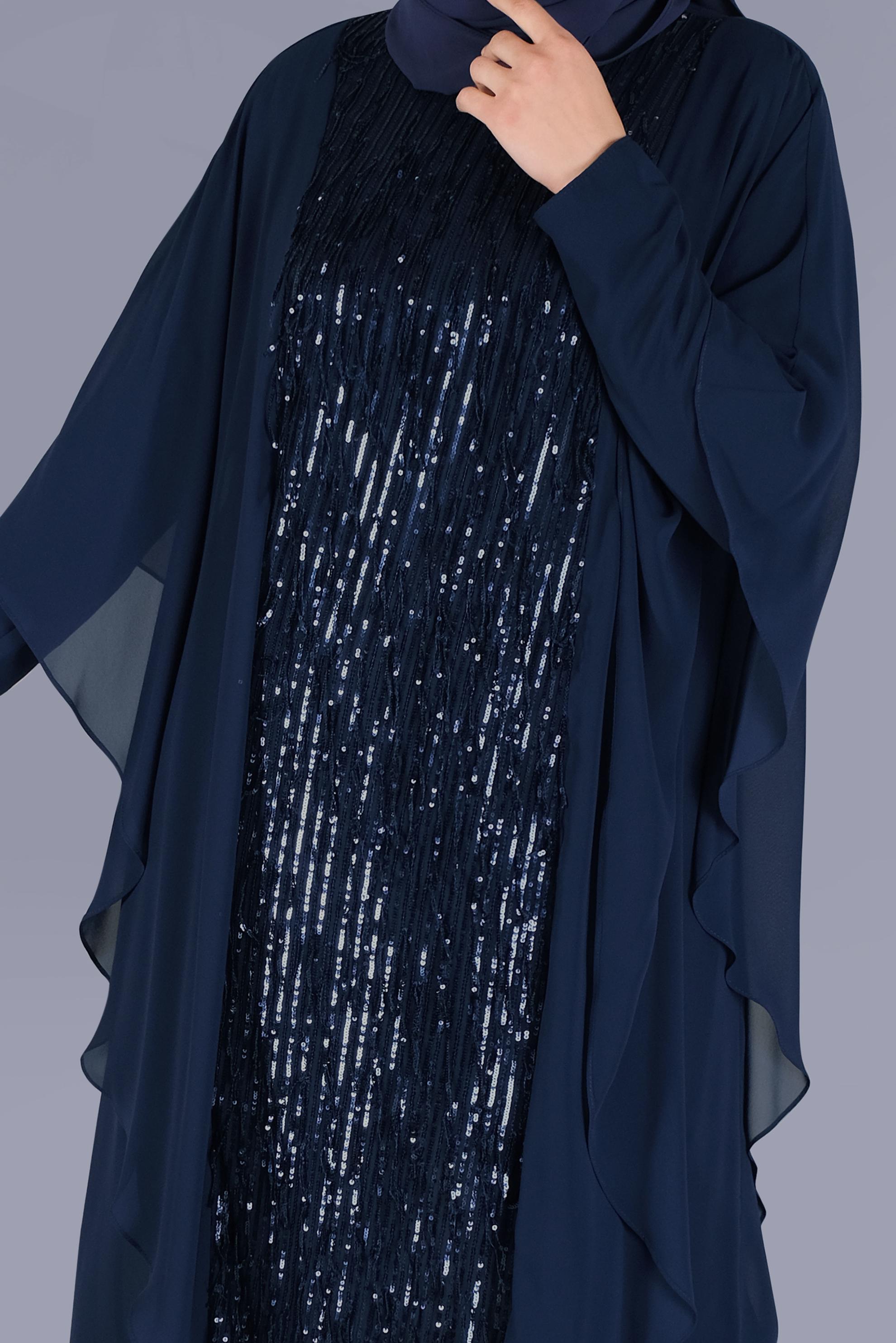 Tesettür giyim LACİVERT PULLU ŞİFON TUNİK 40857