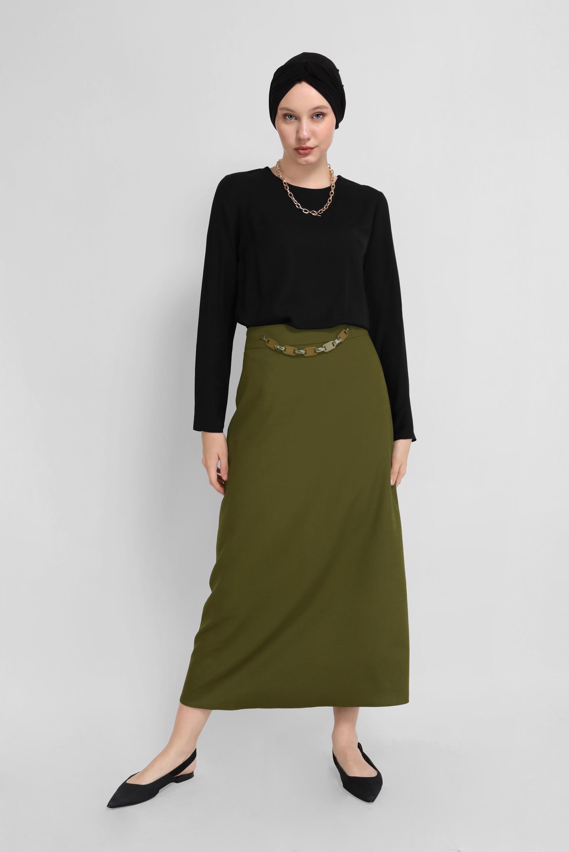 Tesettür giyim SİYAH BİSİKLET YAKA FERMUARLI TUNİK 40869 