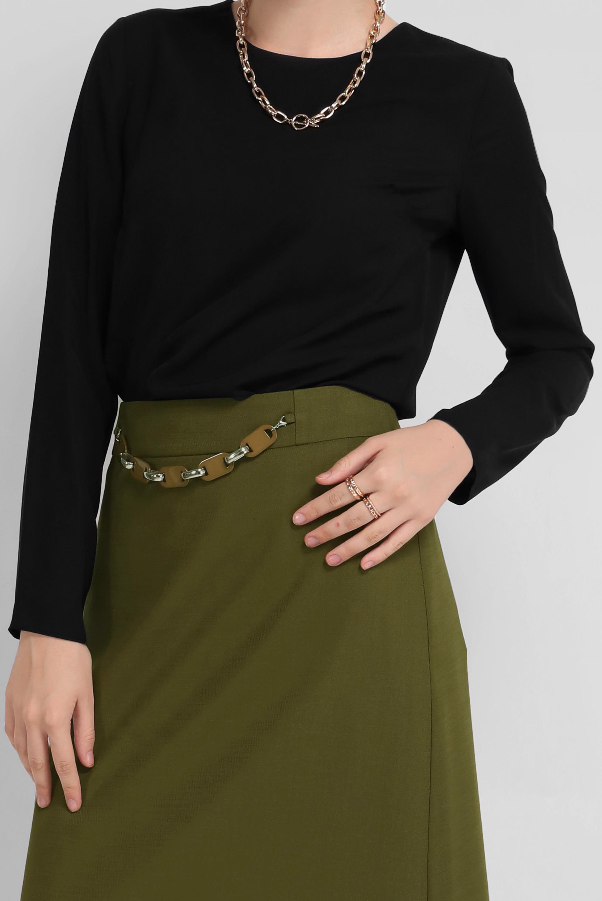 Tesettür giyim SİYAH BİSİKLET YAKA FERMUARLI TUNİK 40869 