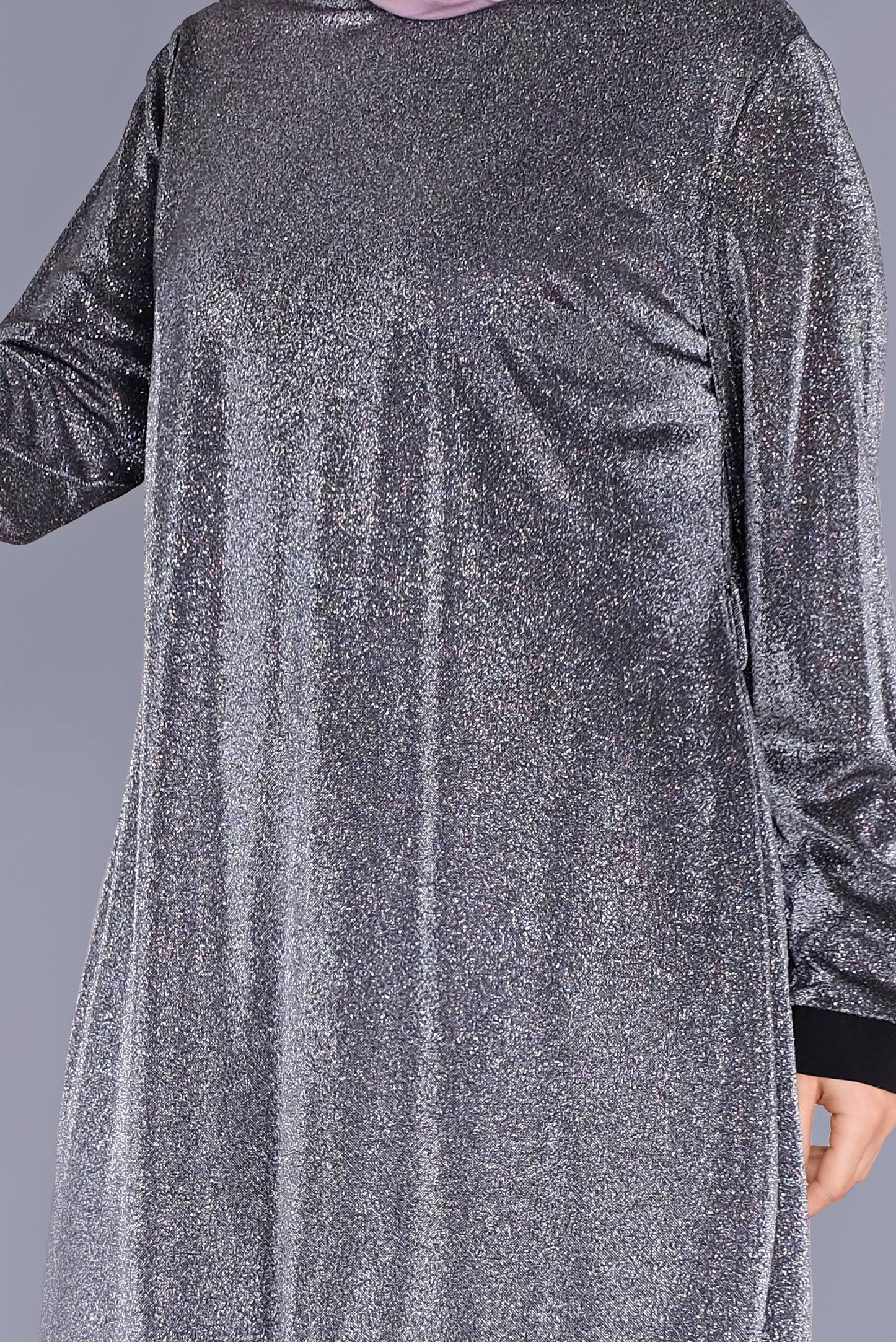 Tesettür giyim GRİ ASİMETRİK KESİM TUNİK 40878 