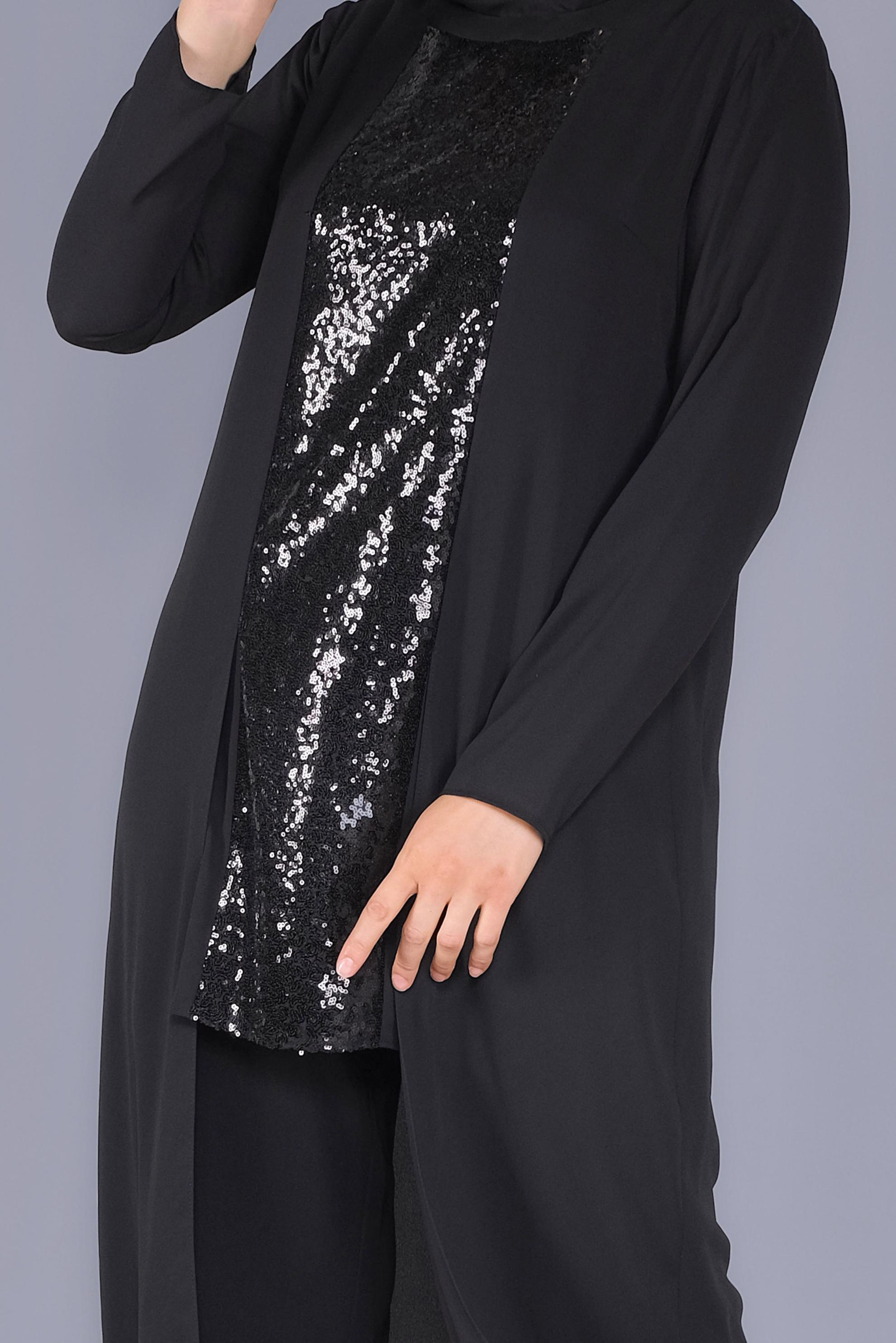 Tesettür giyim SİYAH PUL PAYET DETAYLI TUNİK 40886