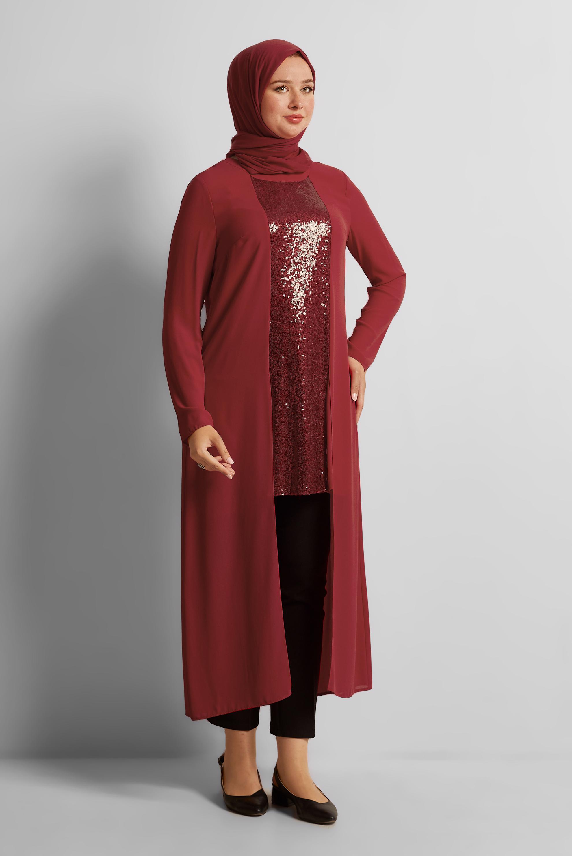 Vêtements hijab ROUGE TUNIQUE PAILLETÉE 40886