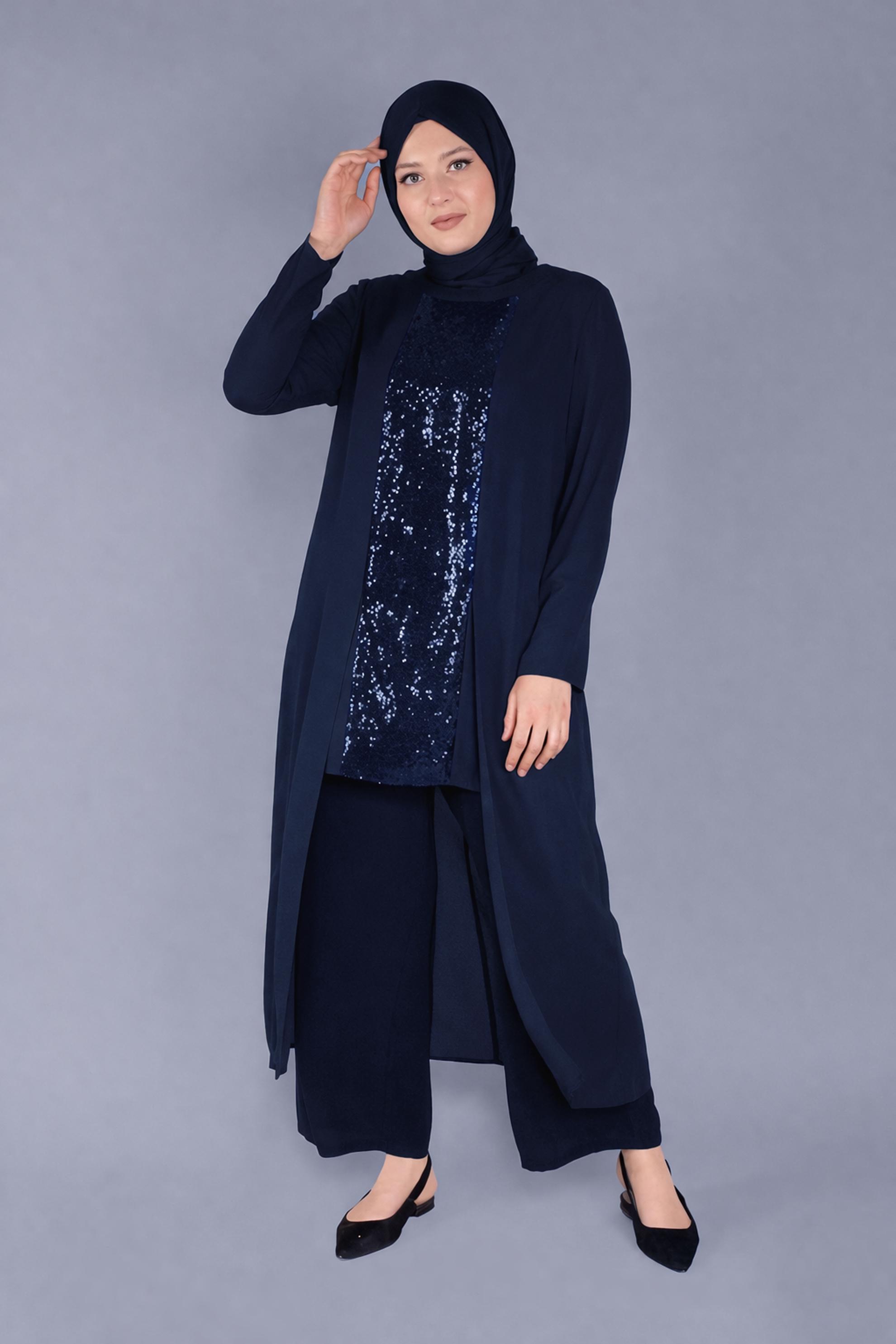 Hijab clothing NAVY BLUE SEQUINED TUNIC 40886