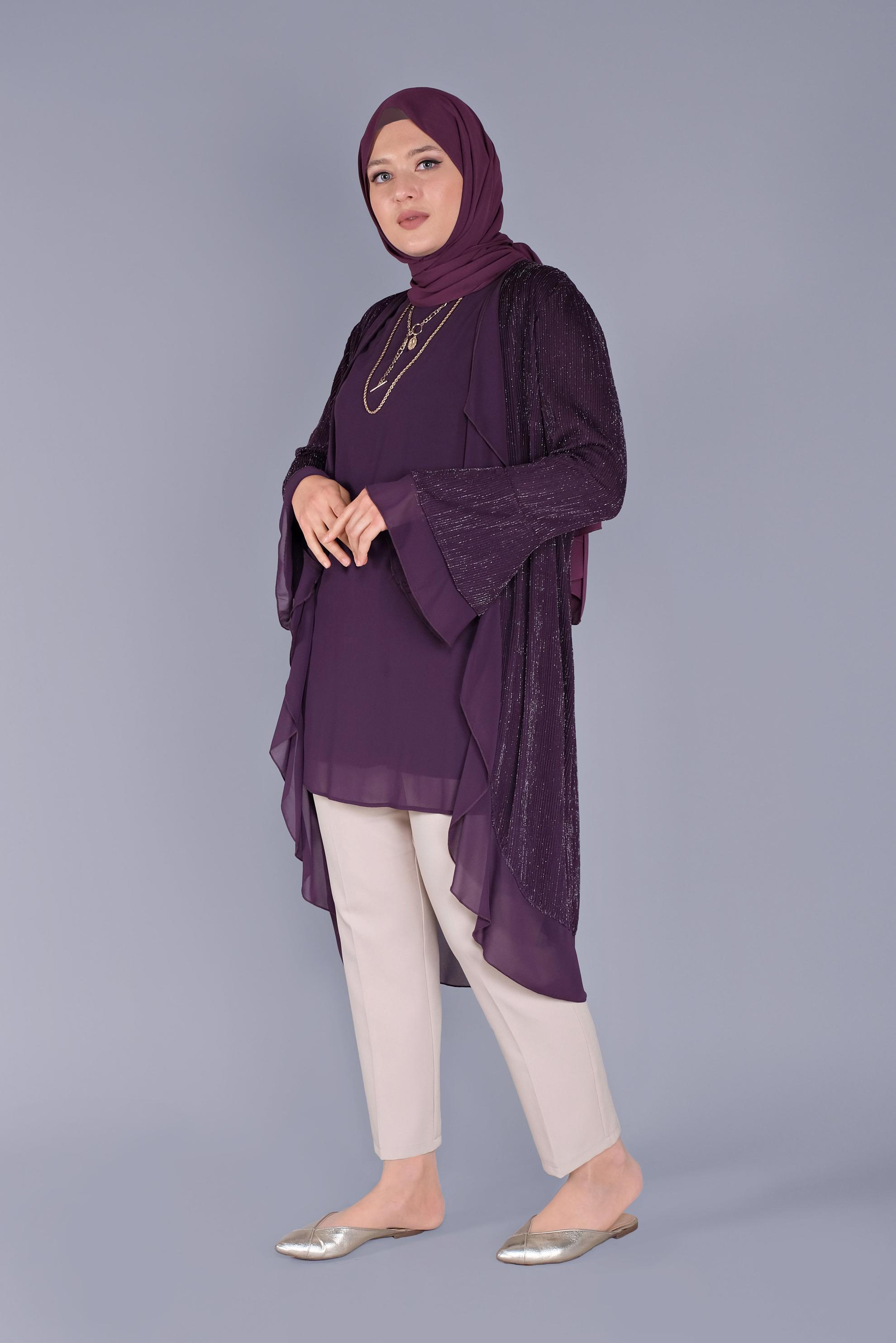 Hijab clothing PURPLE 40889 SİMAY 2&prime;Lİ TUNİK 44/50 TEK42