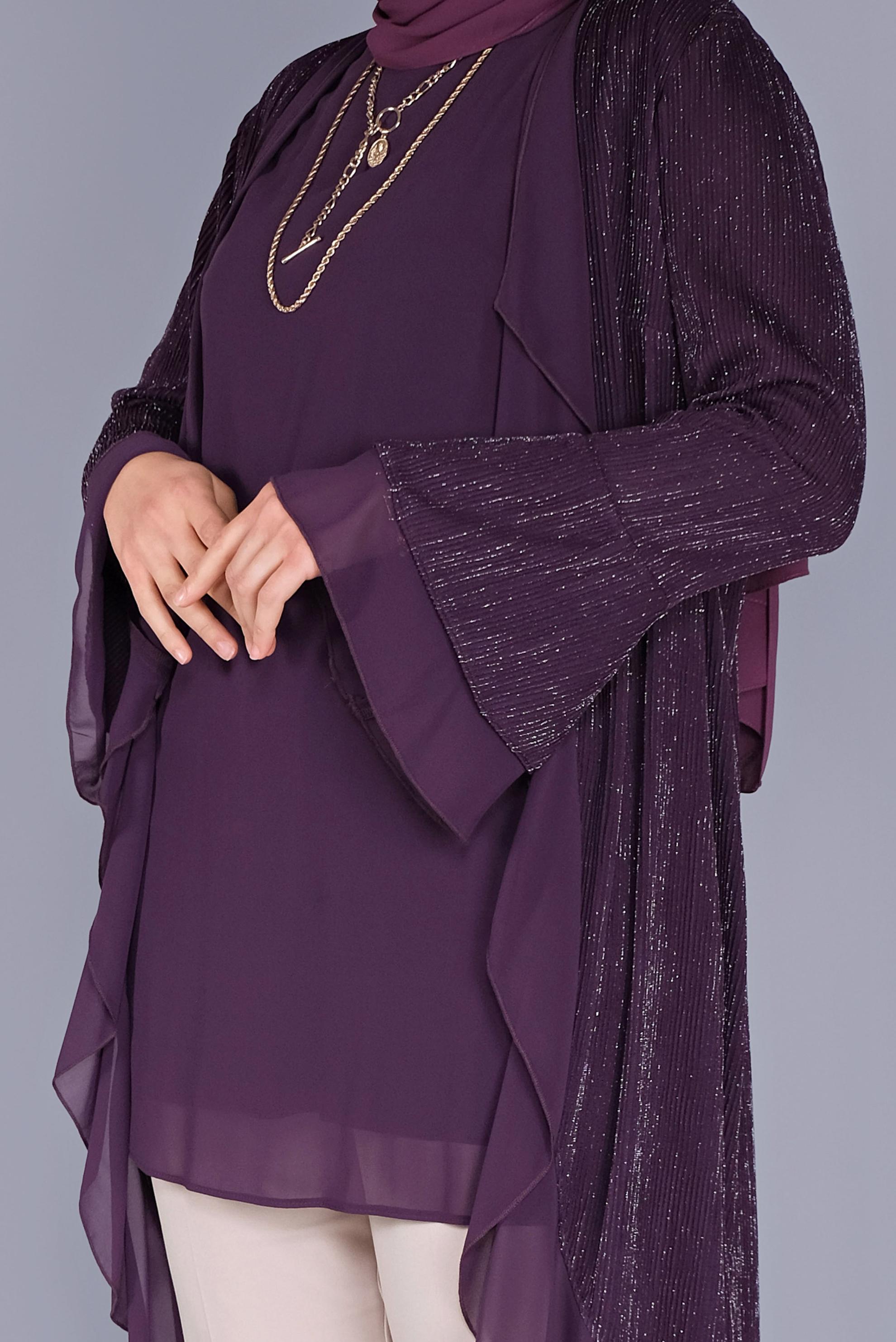 Hijab clothing PURPLE 40889 SİMAY 2&prime;Lİ TUNİK 44/50 TEK42