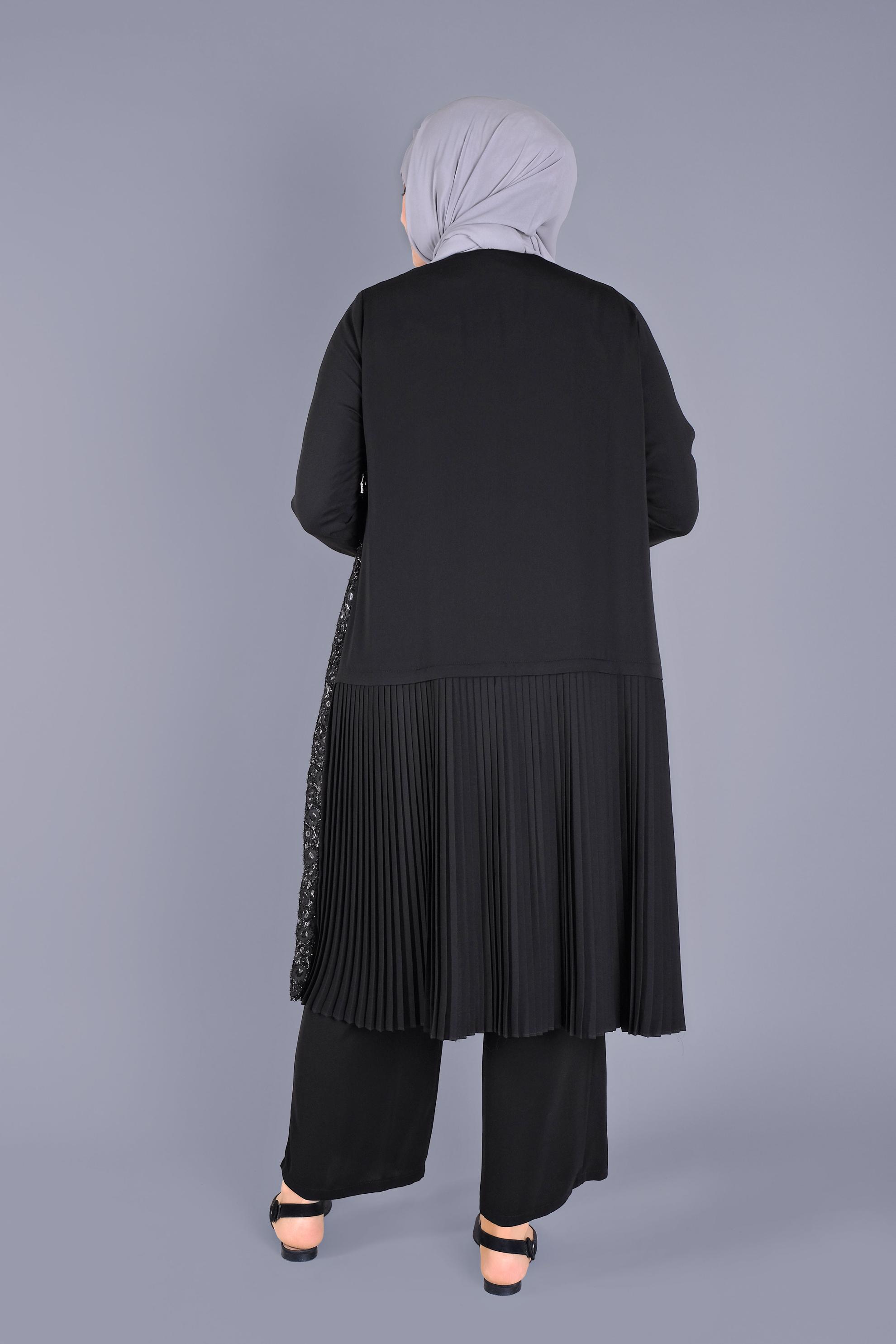 Hijab clothing BLACK LACED SILVERY TUNIC 40890  