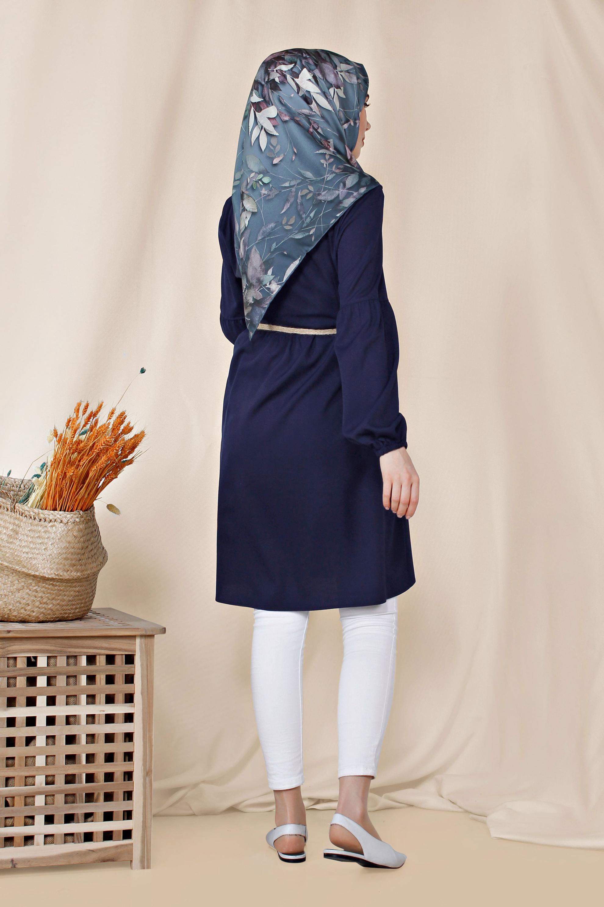 Tesettür giyim LACİVERT DÜĞMELİ TUNİK 4114