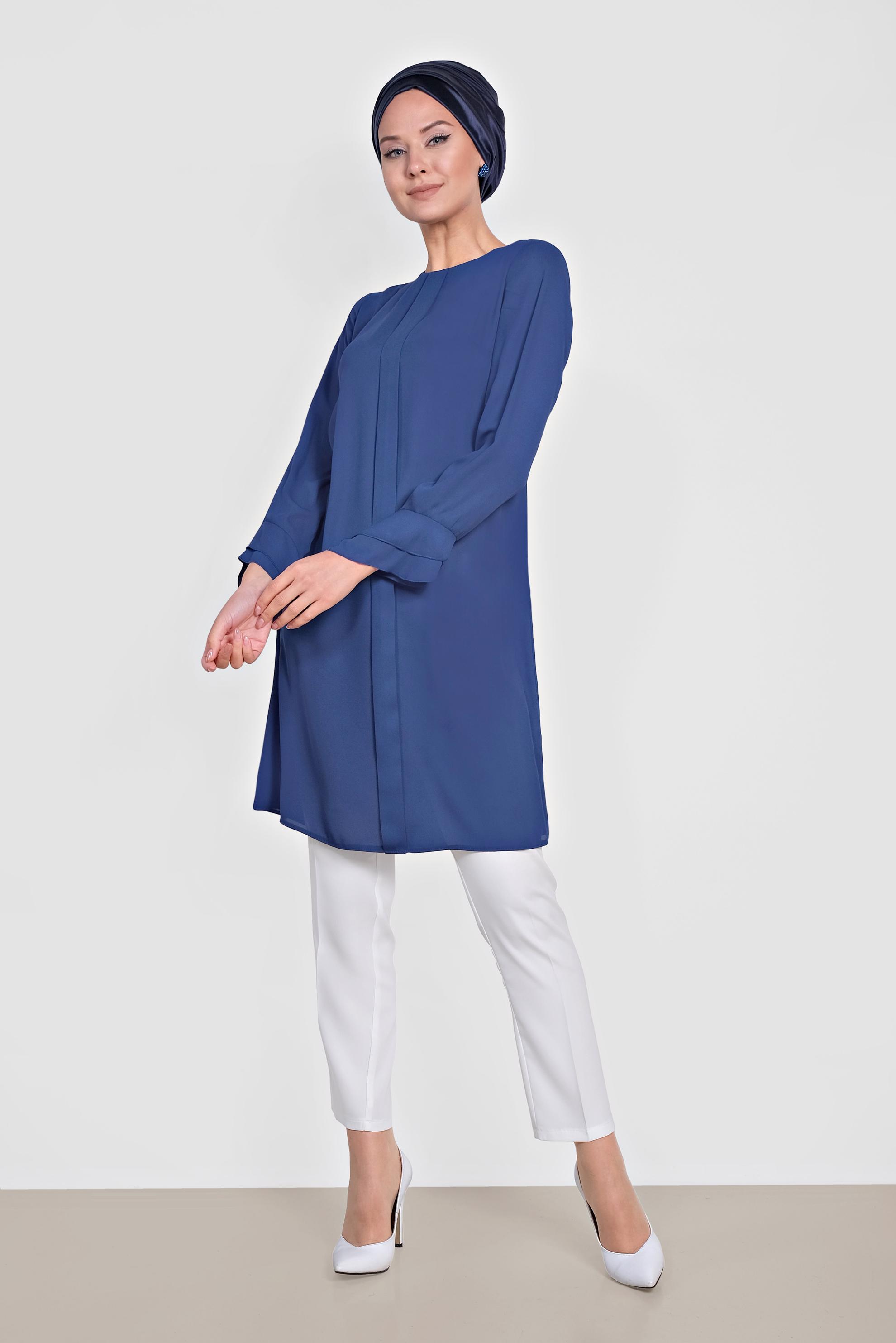 Tesettür giyim LACİVERT FERMUARLI TUNİK 4195