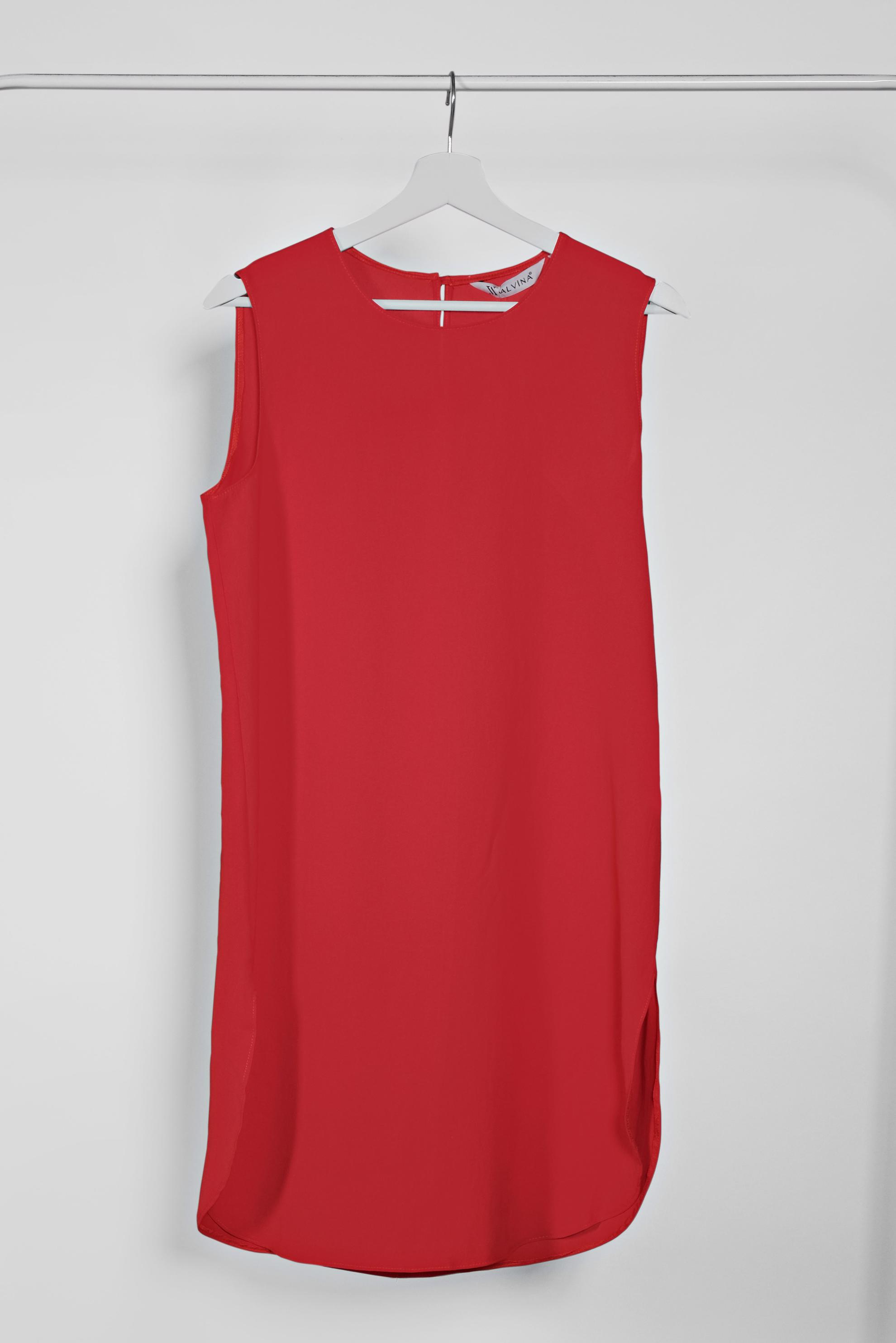 Tesettür giyim KIRMIZI SIFIR KOL DÖKÜMLÜ TUNİK 4528