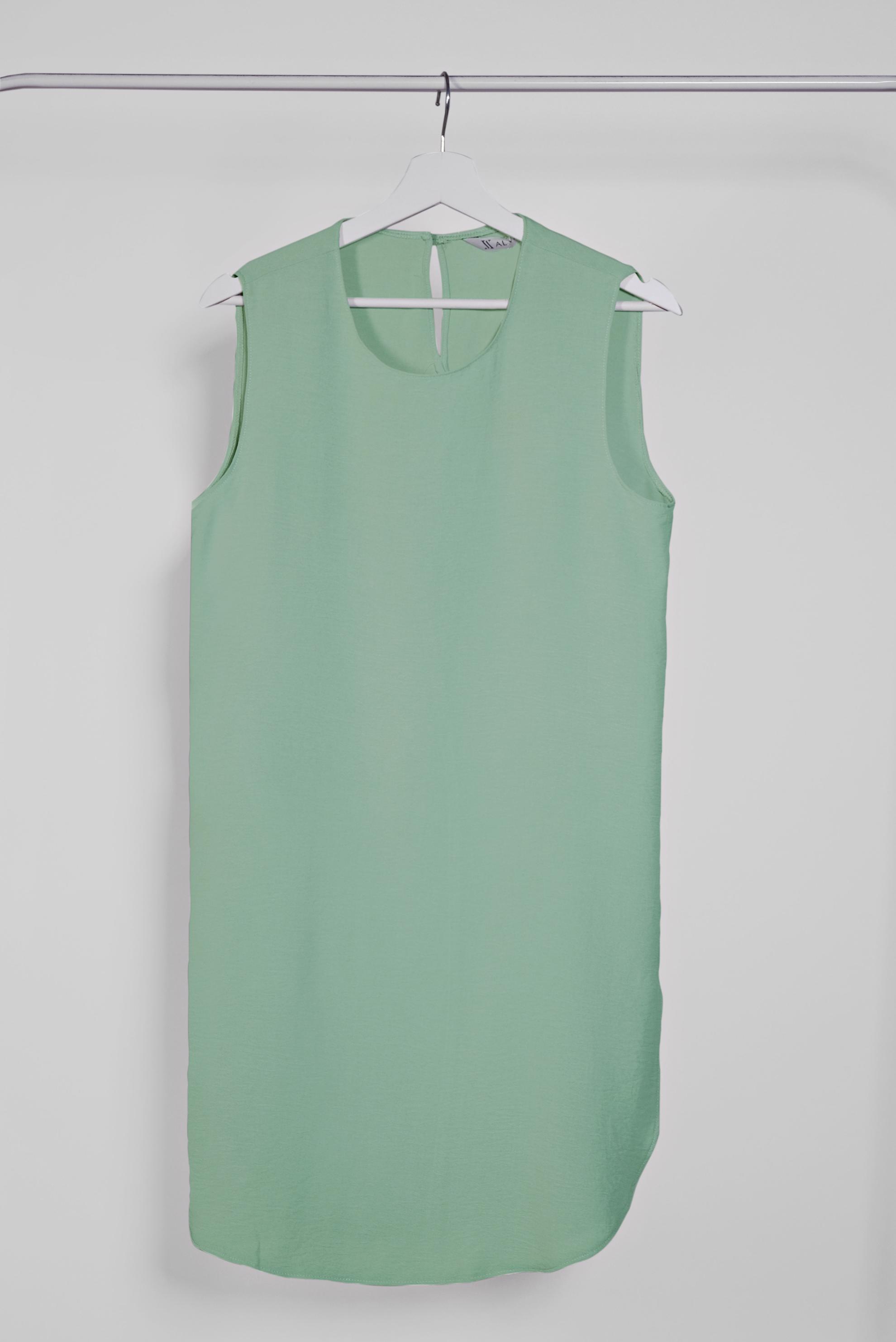 Tesettür giyim YEŞİL SIFIR KOL DÖKÜMLÜ TUNİK 4528