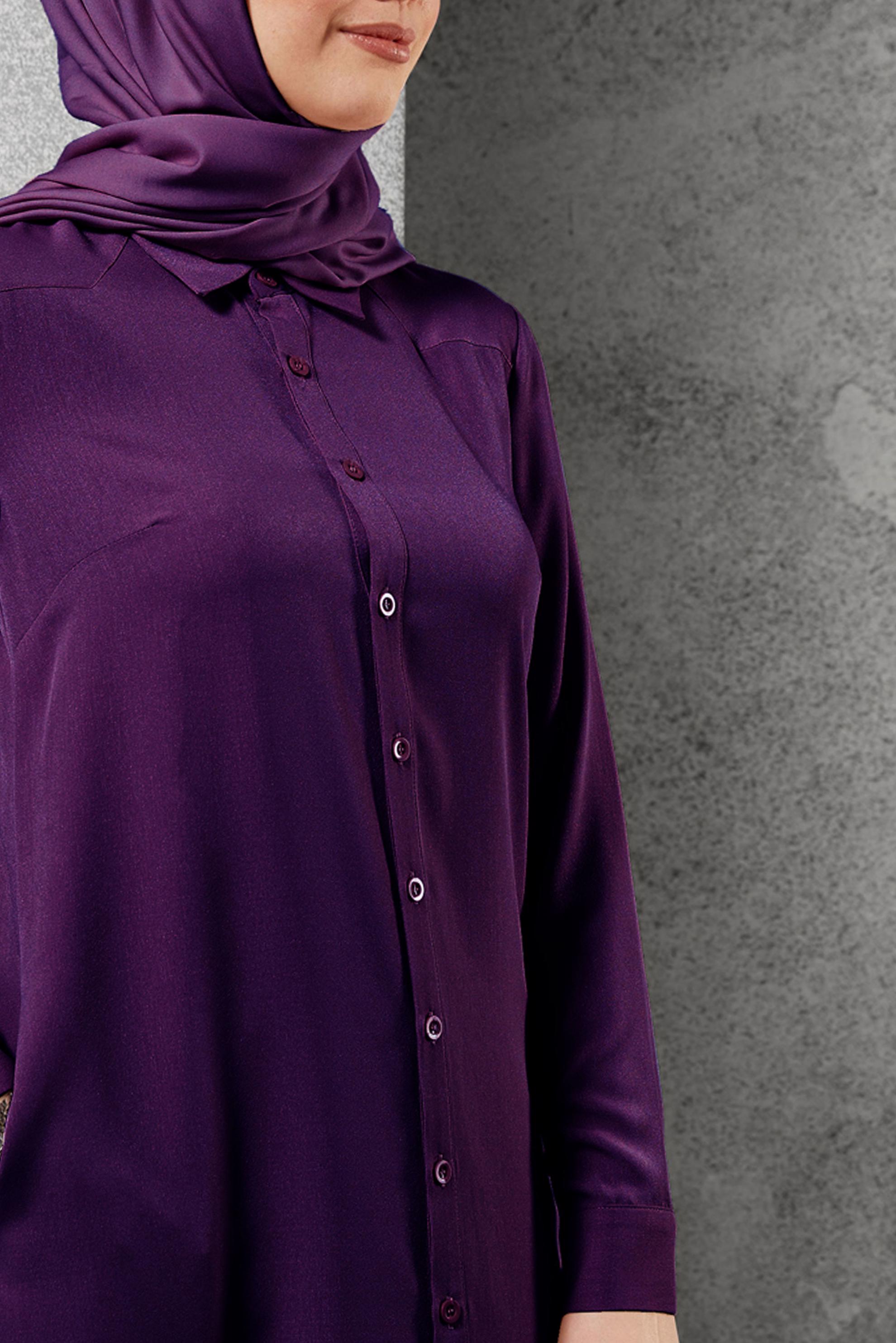 Vêtements hijab POURPRE TUNIQUE BOUTONNÉE FENTES LATÉRALES 4854