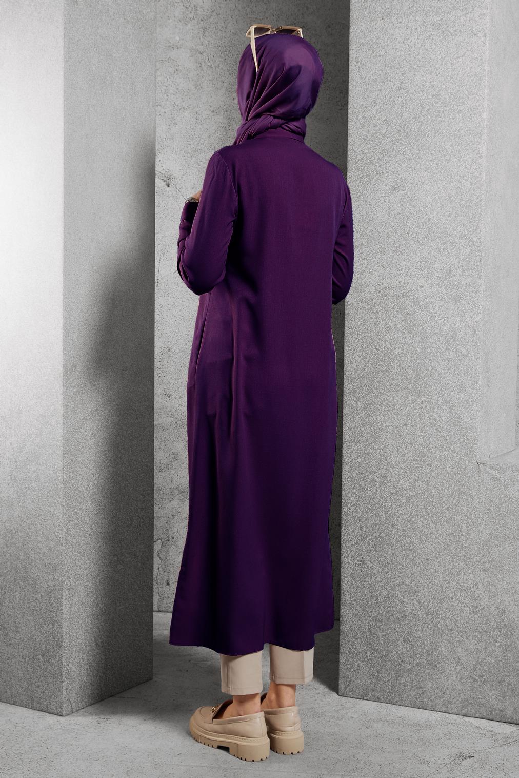 Vêtements hijab POURPRE TUNIQUE BOUTONNÉE FENTES LATÉRALES 4854