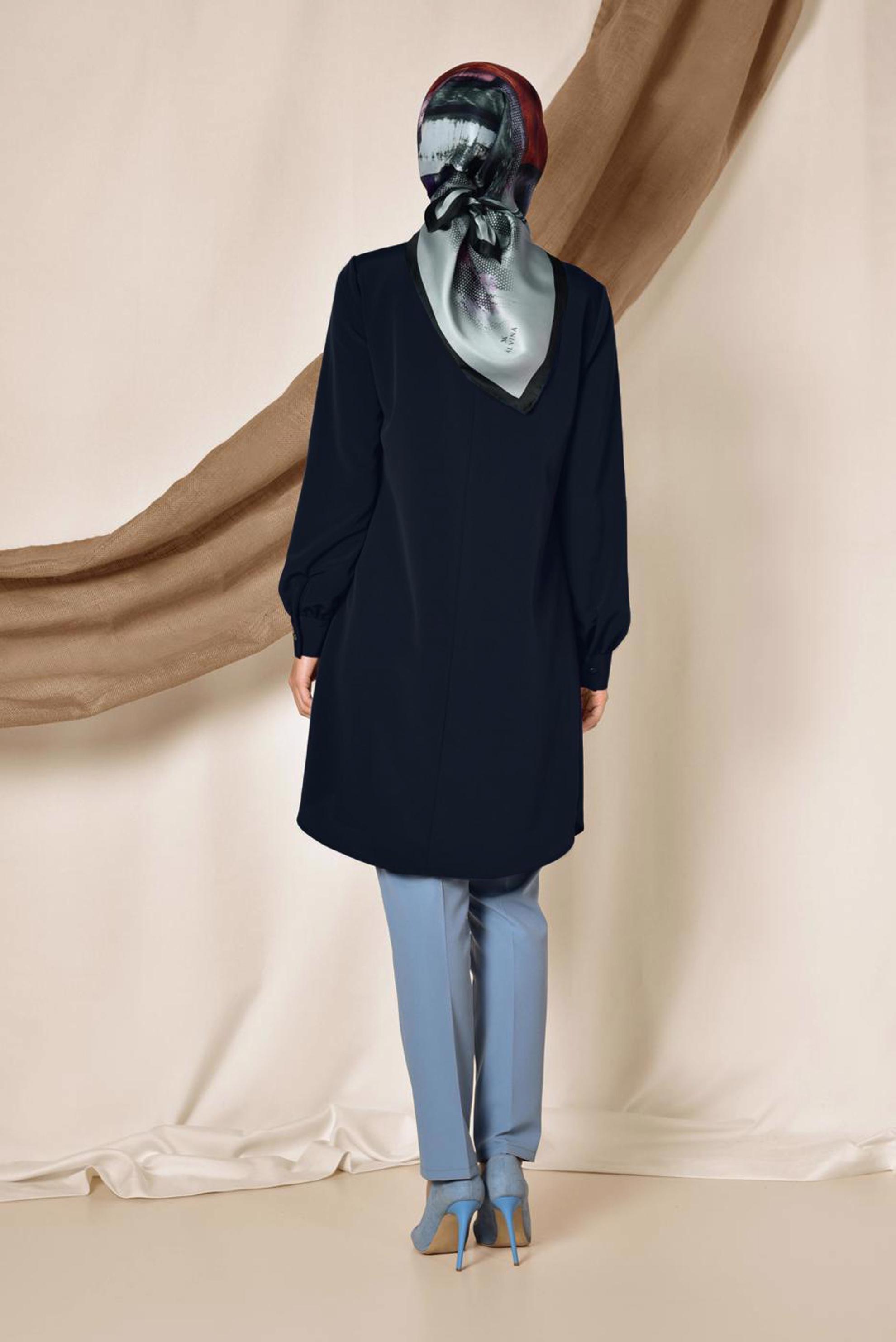 Tesettür giyim LACİVERT ARKADAN FERMUARLI TUNİK 4863